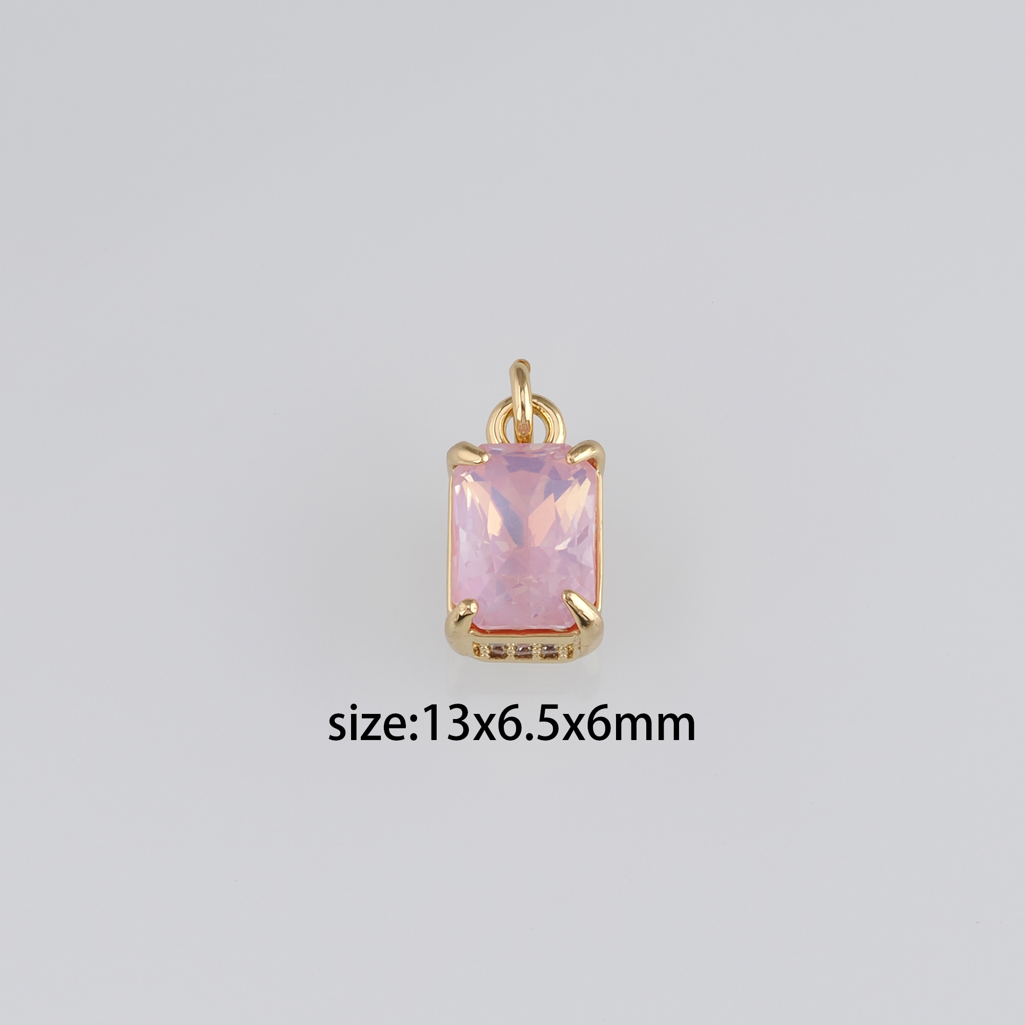 18K Gold Filled Rectangle Pendant,Crystal Rectangle Charm Earrings Necklace for DIY Jewelry Making Supply