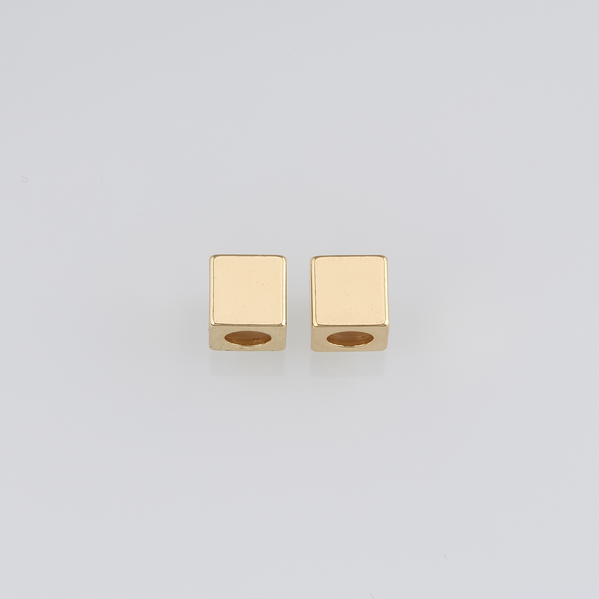 18K Gold Filled Sliding Bead With Silicone,Gold Cube Slider Beads,DIY Jewelry Making Supply