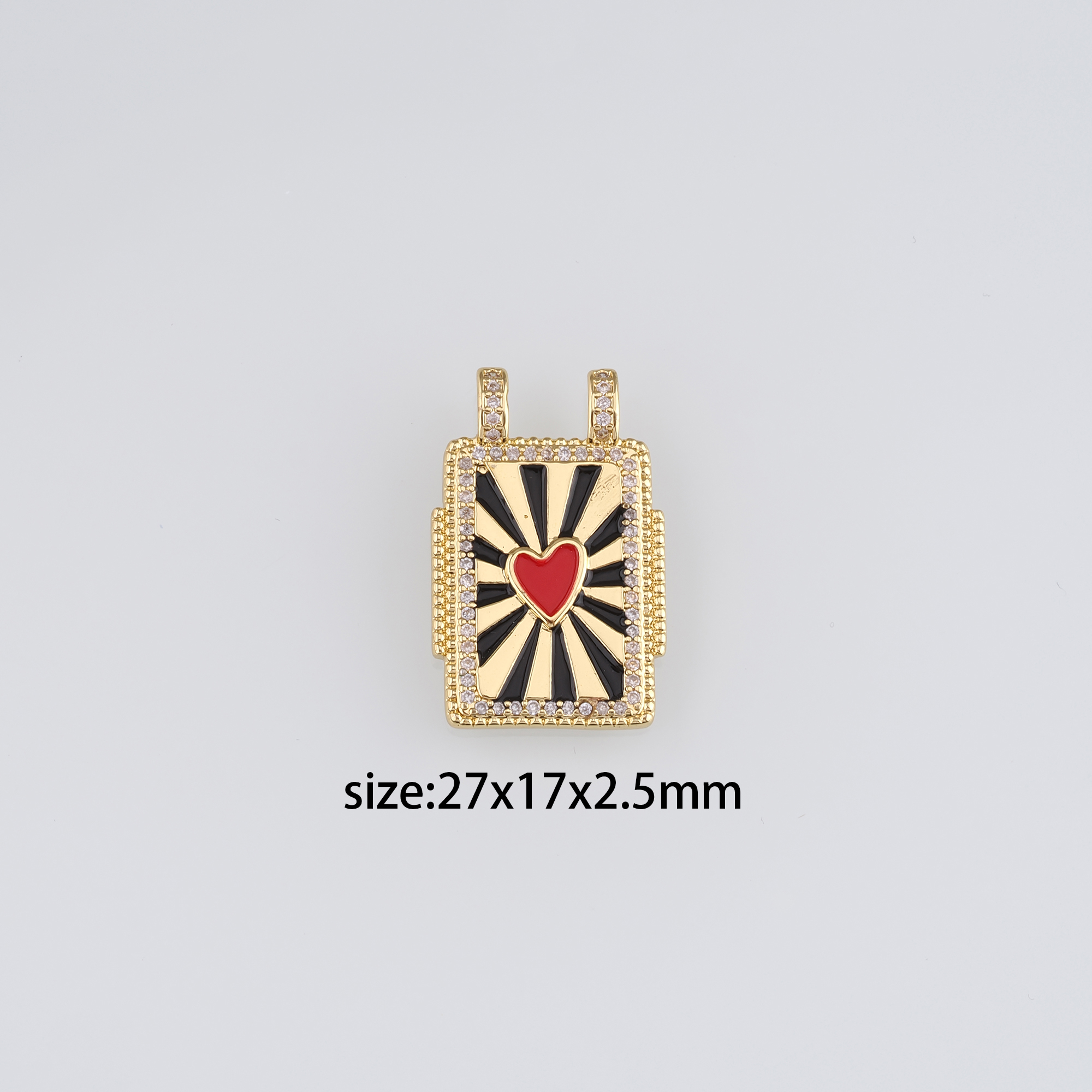 18K Gold Filled Heart Pendant,Enamel Heart Charm Earrings Necklace for DIY Jewelry Making Supply