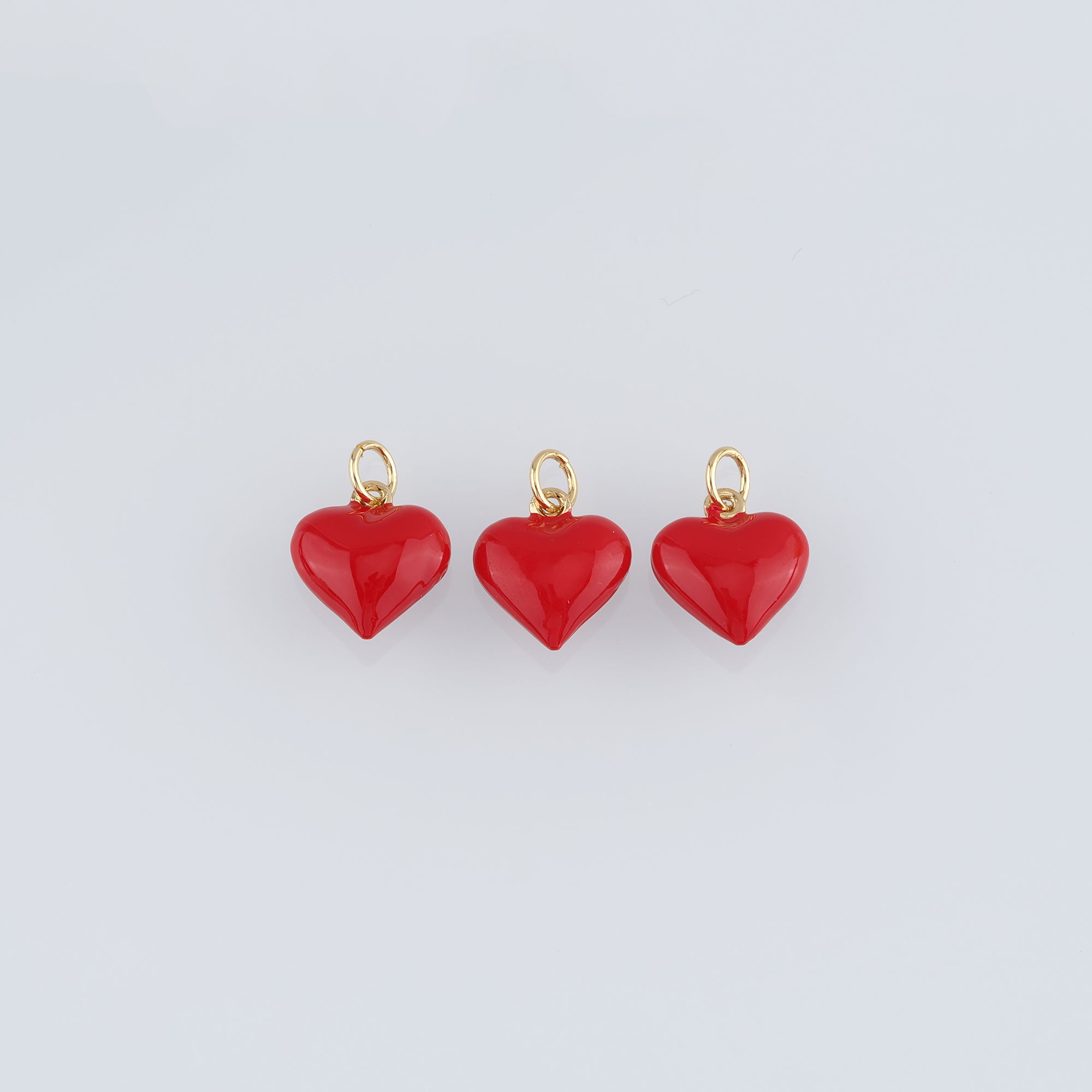 18K Gold Filled Heart Pendant,Enamel Heart Charm Earrings Necklace for DIY Jewelry Making Supply