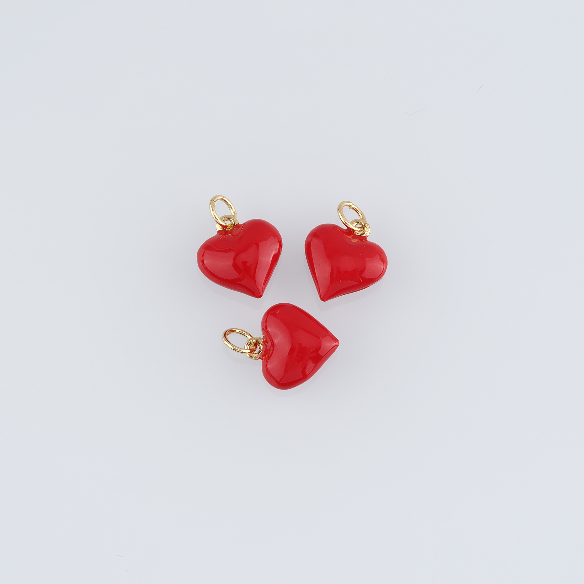 18K Gold Filled Heart Pendant,Enamel Heart Charm Earrings Necklace for DIY Jewelry Making Supply