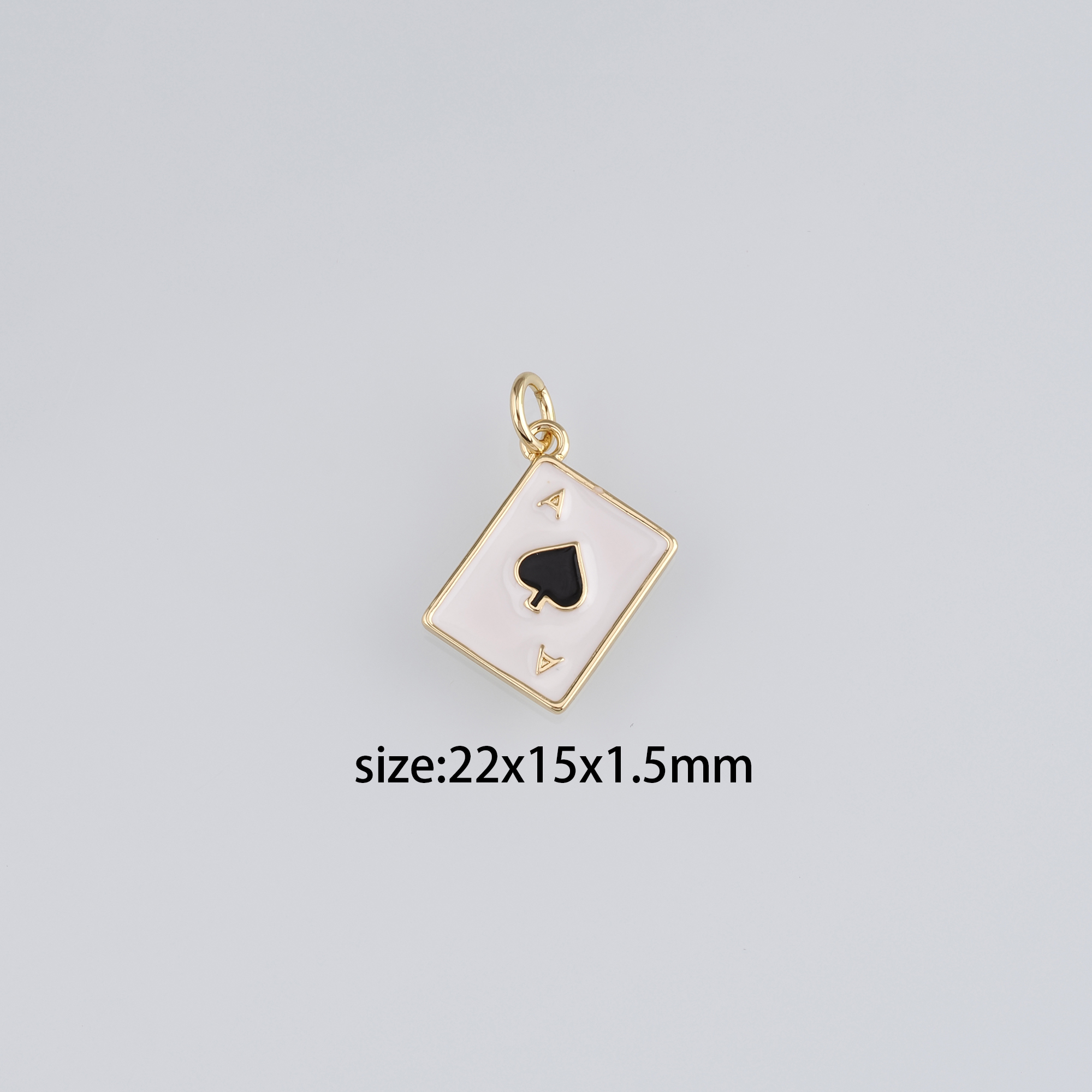18K Gold Filled Poker Pendant,Enamel Playing Card Charm Earrings Necklace for DIY Jewelry Making Supply