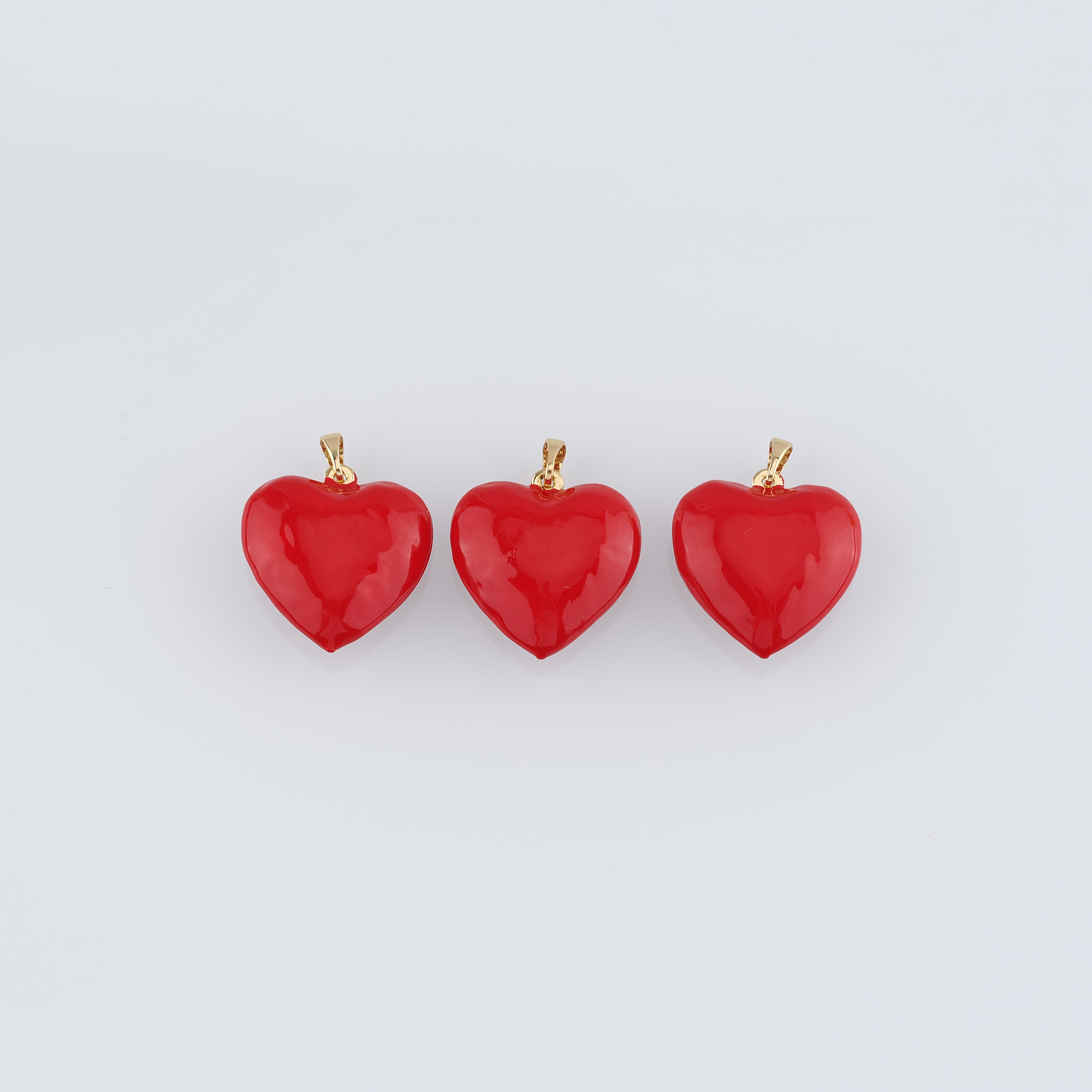 18K Gold Filled Heart Pendant,Enamel Heart Charm Earrings Necklace for DIY Jewelry Making Supply