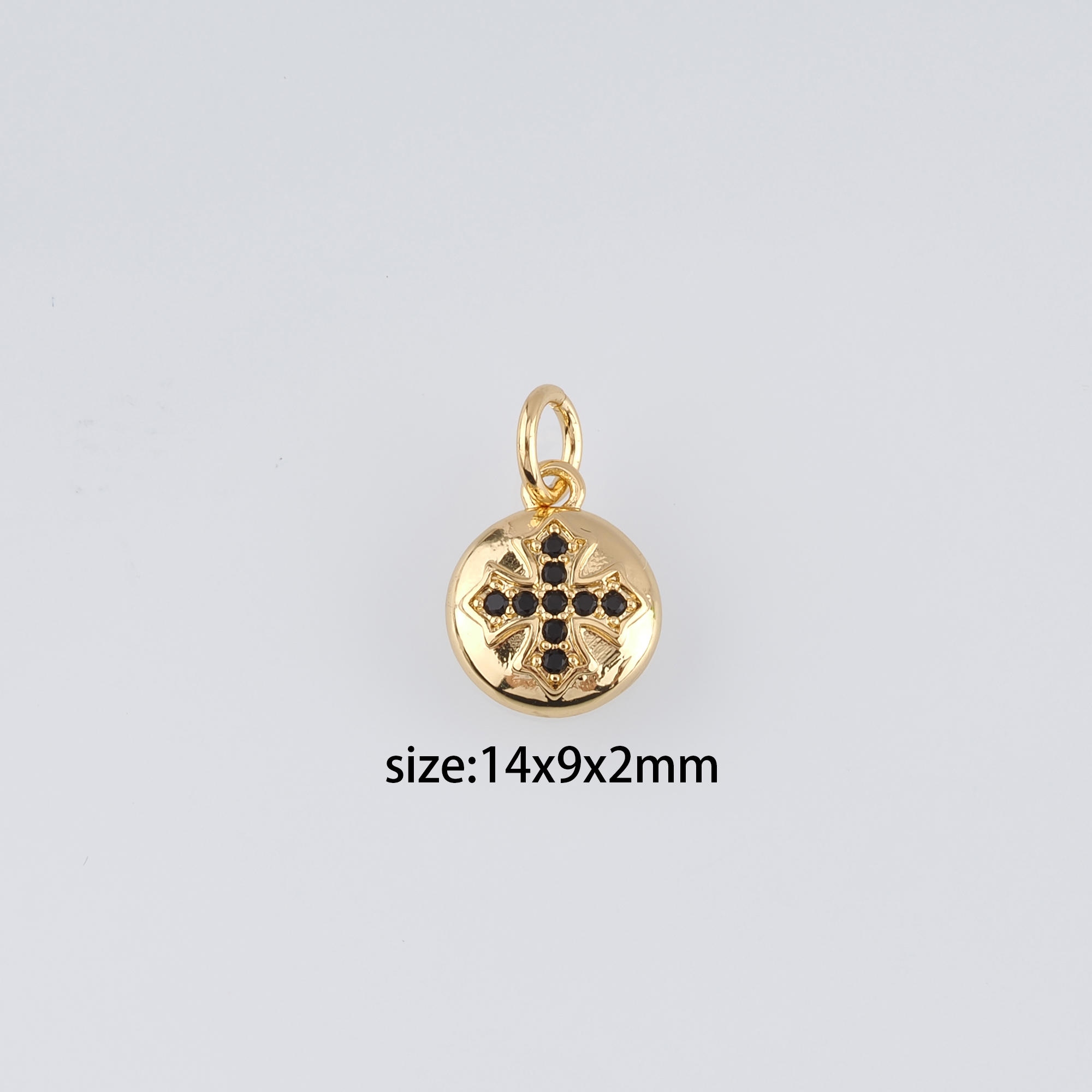 18K Gold Filled Cross Pendant,CZ Micro Pave Religious Charm Earrings Necklace for DIY Jewelry Making Supply