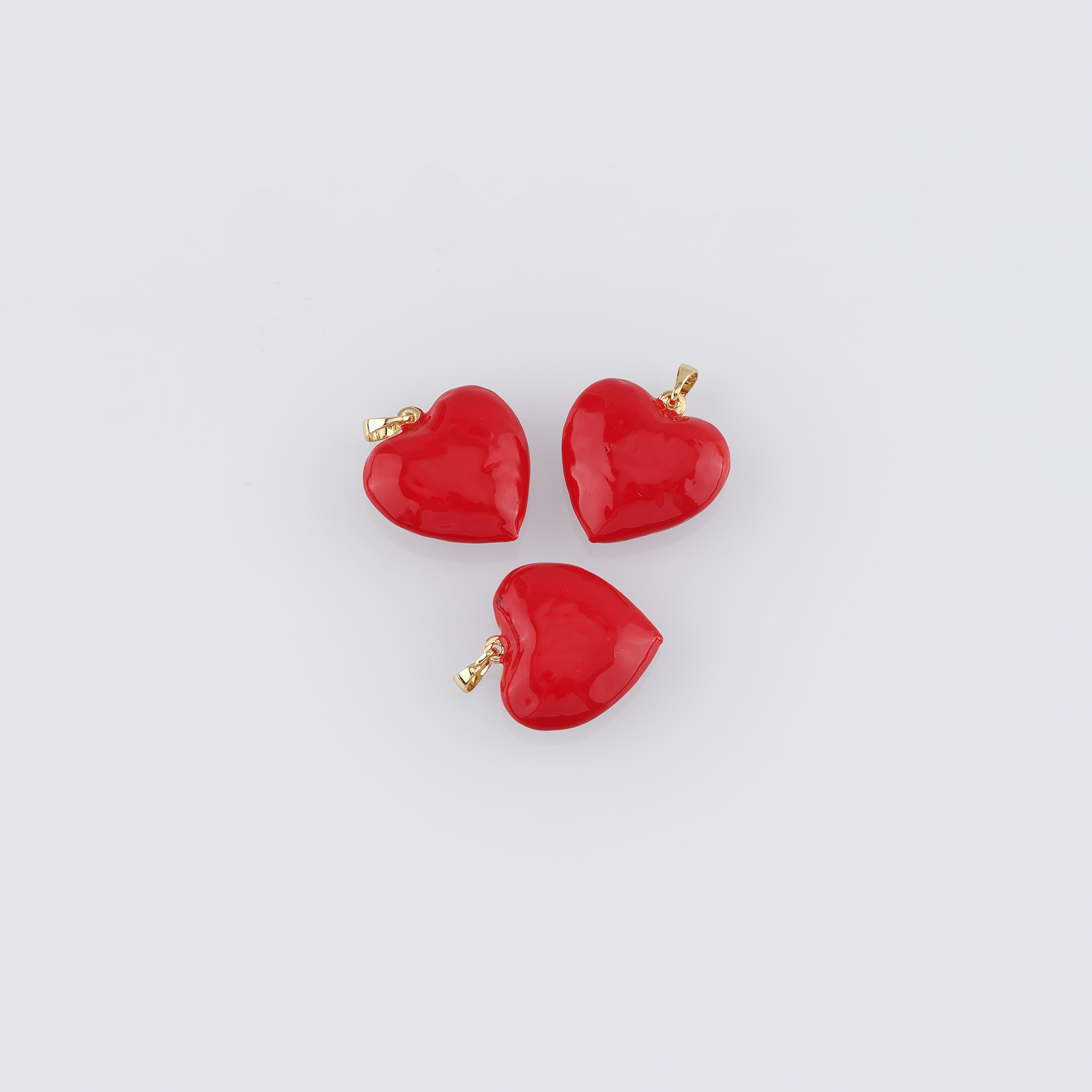 18K Gold Filled Heart Pendant,Enamel Heart Charm Earrings Necklace for DIY Jewelry Making Supply