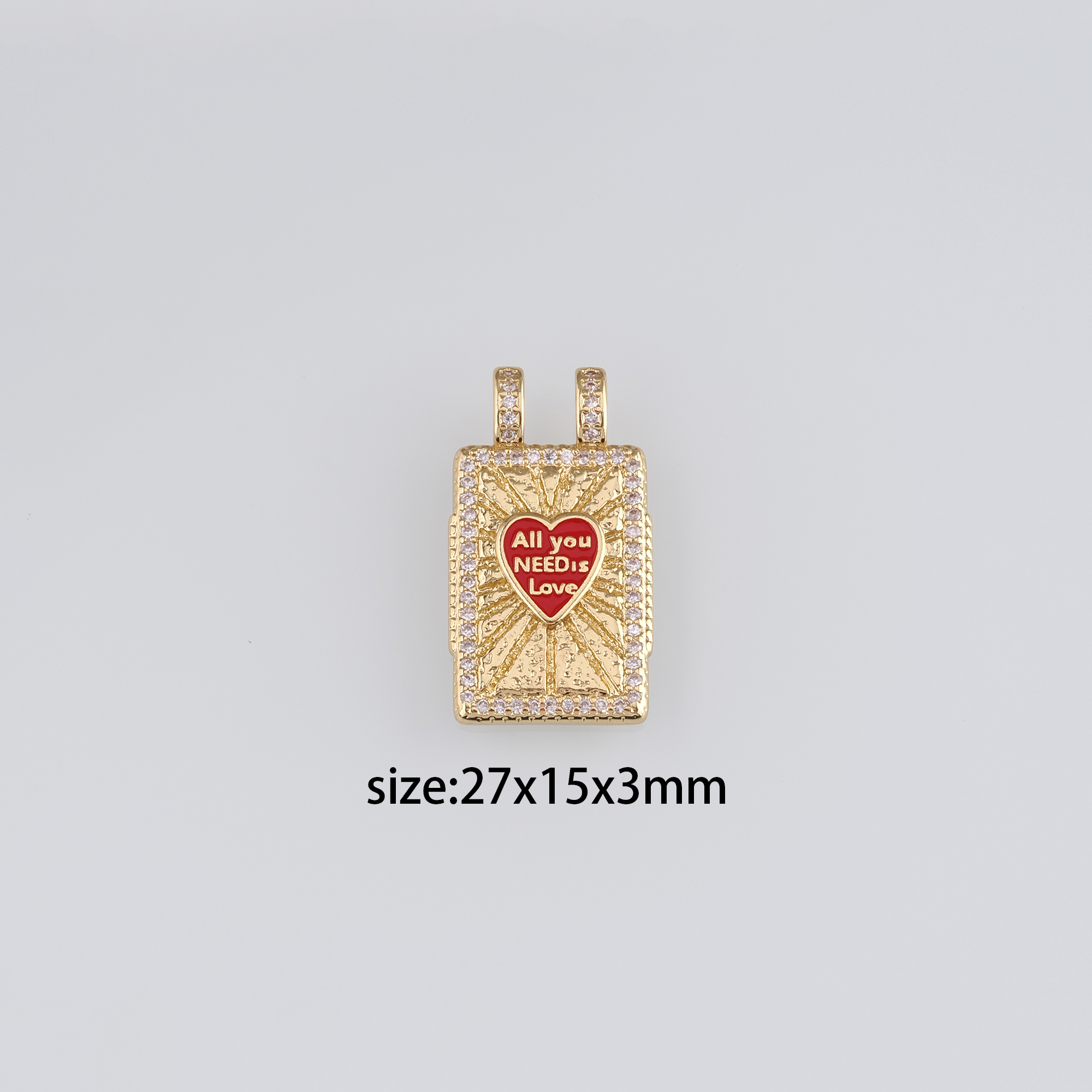 18K Gold Filled Heart Pendant,Enamel Heart Charm Earrings Necklace for DIY Jewelry Making Supply