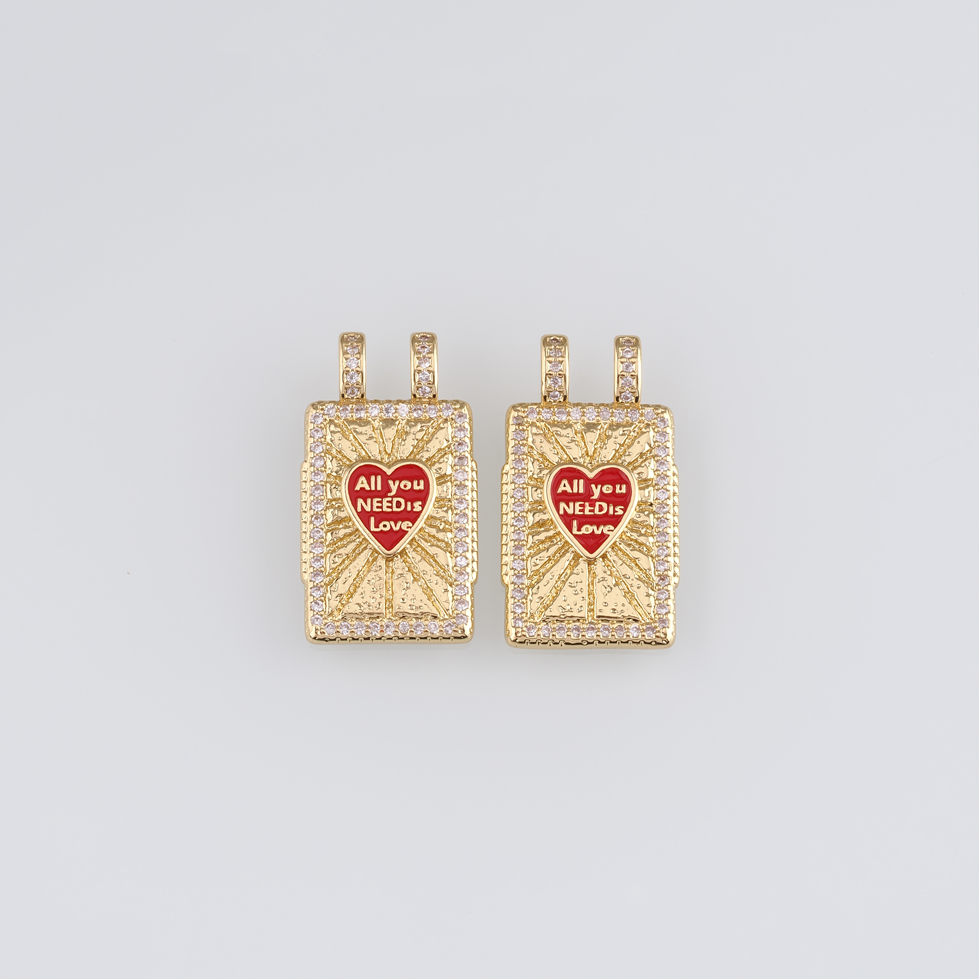 18K Gold Filled Heart Pendant,Enamel Heart Charm Earrings Necklace for DIY Jewelry Making Supply