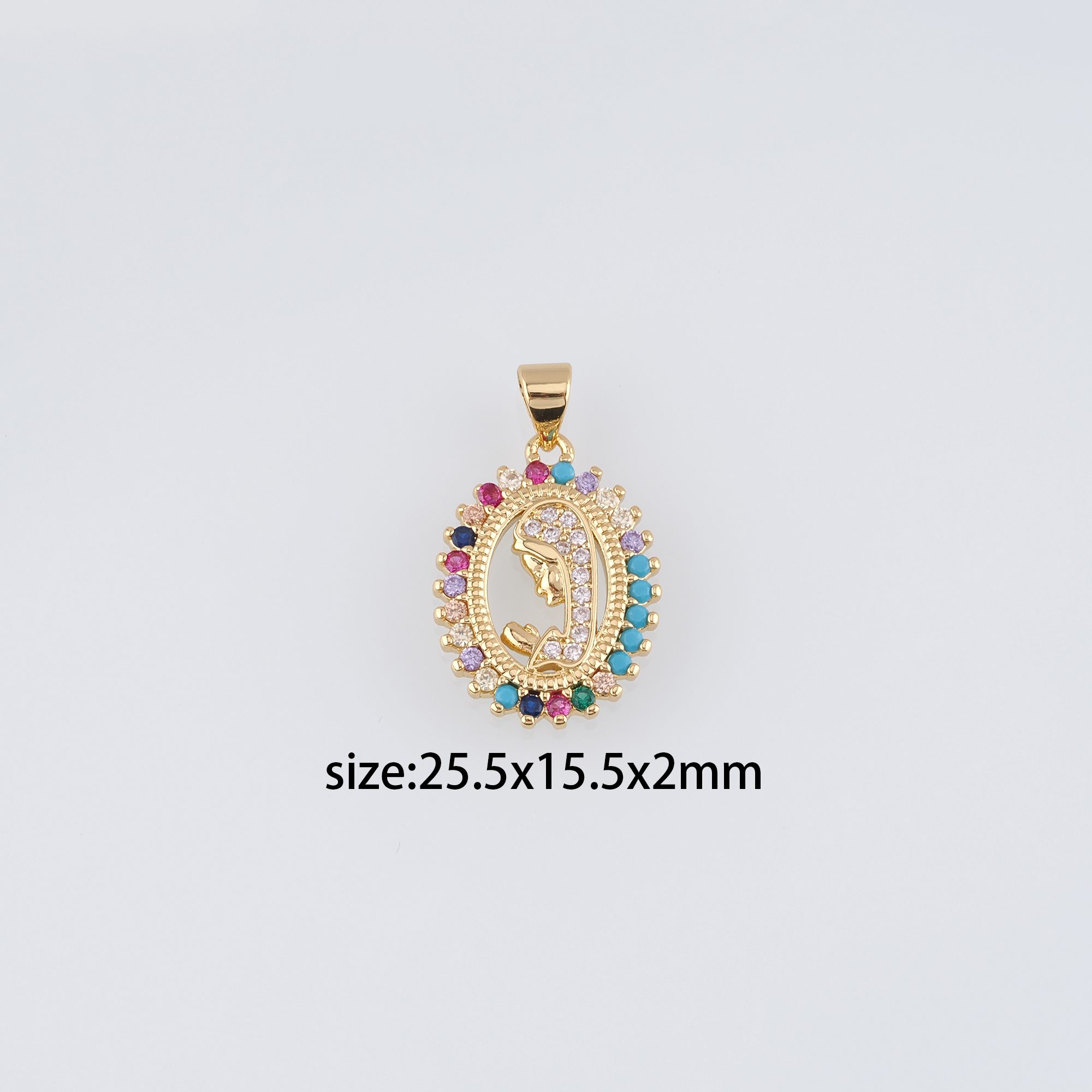 18K Gold Filled Virgin Mary Pendant,Dainty Virgin Mary Charm Earrings Necklace for DIY Jewelry Making Supply