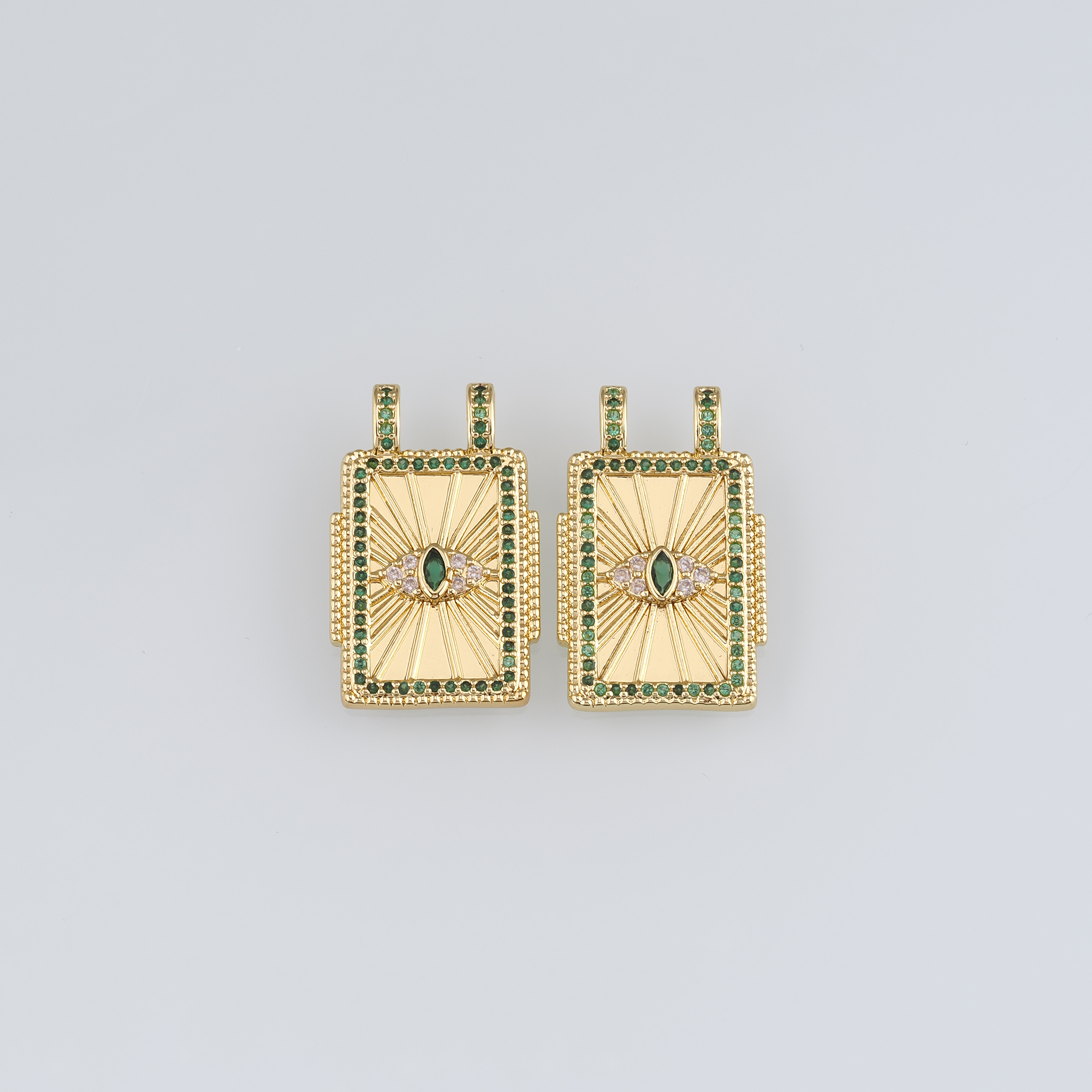 18K Gold Filled Evil Eye Pendant,CZ Micro Pave Evil Eye Charm Earrings Necklace for DIY Jewelry Making Supply