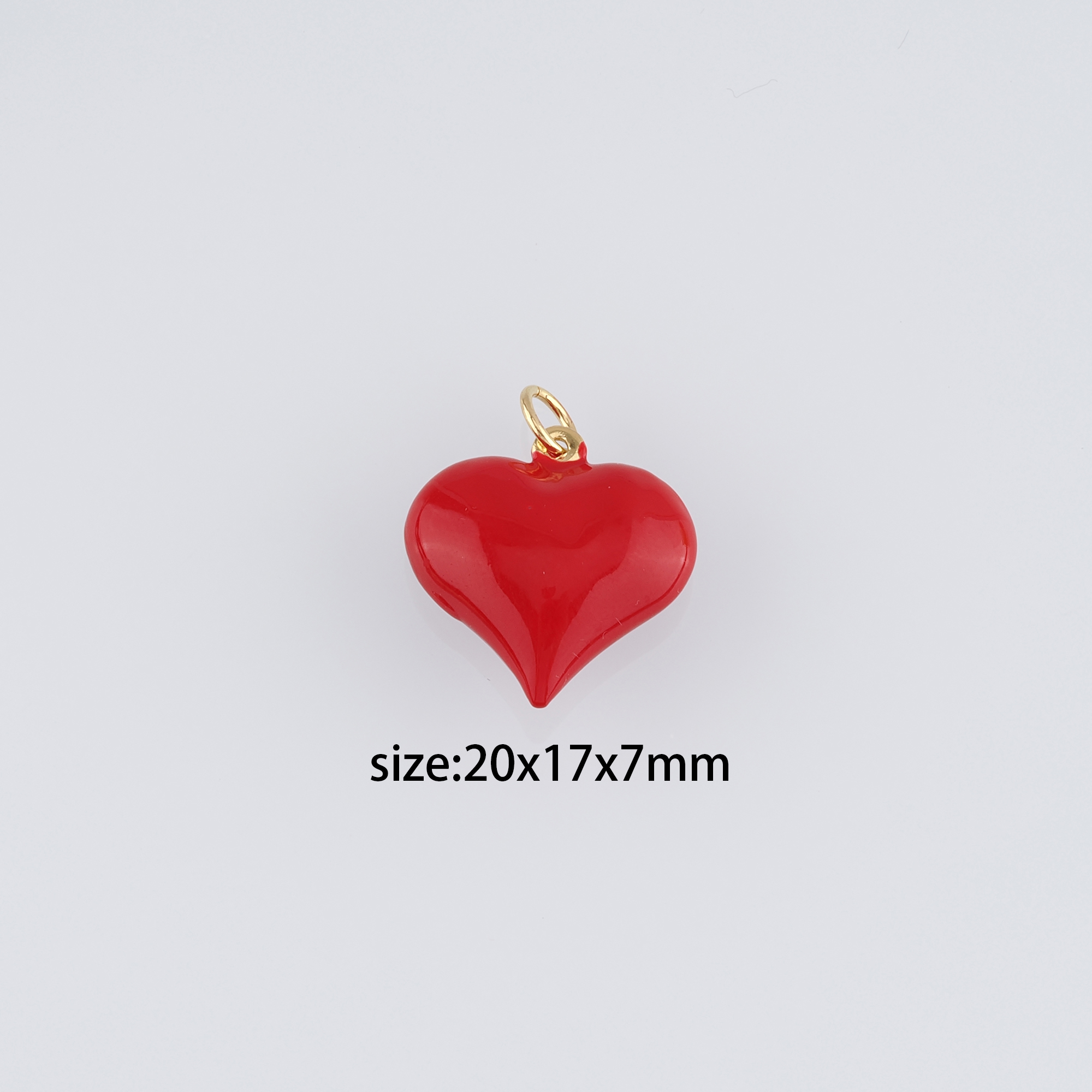 18K Gold Filled Heart Pendant,Enamel Heart Charm Earrings Necklace for DIY Jewelry Making Supply