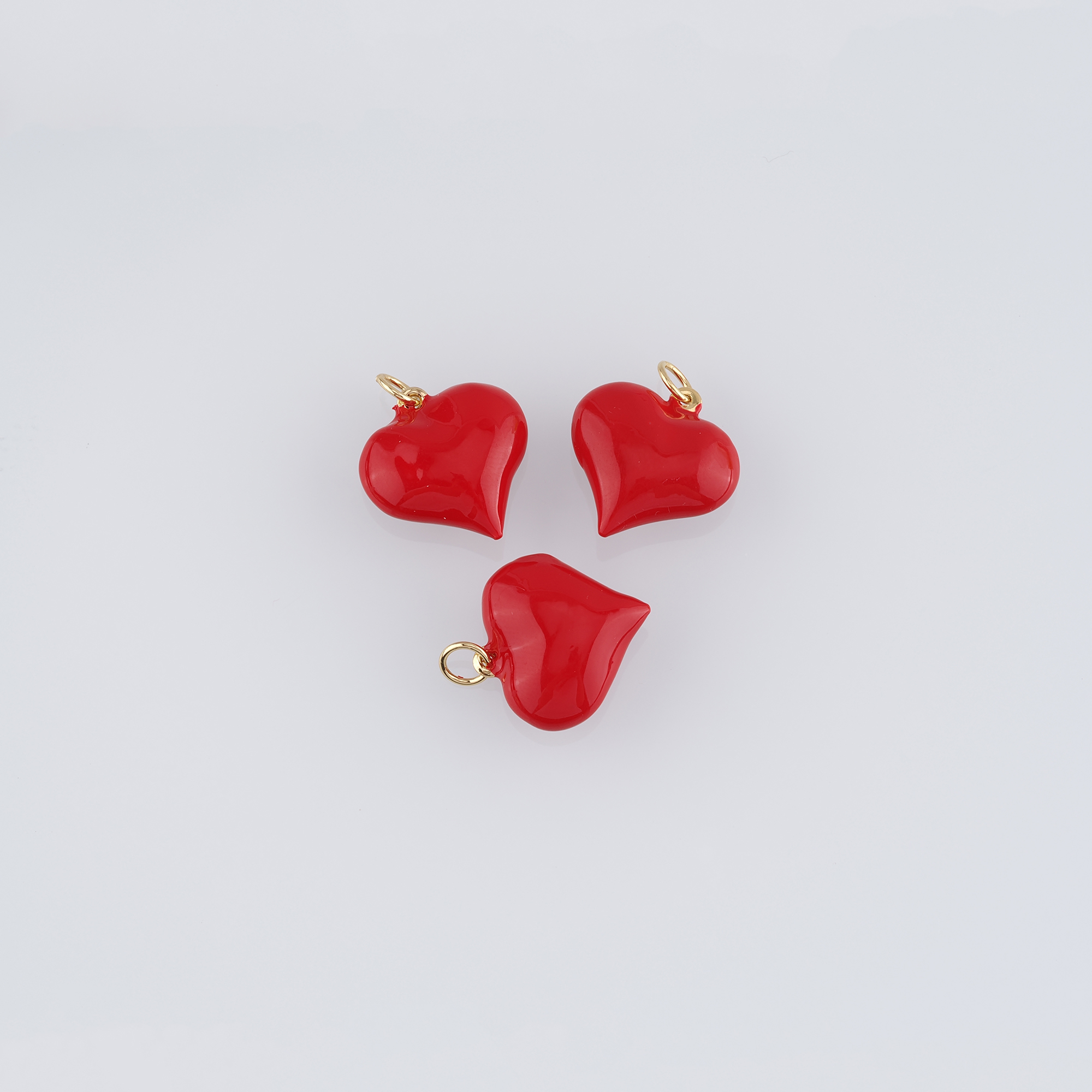 18K Gold Filled Heart Pendant,Enamel Heart Charm Earrings Necklace for DIY Jewelry Making Supply