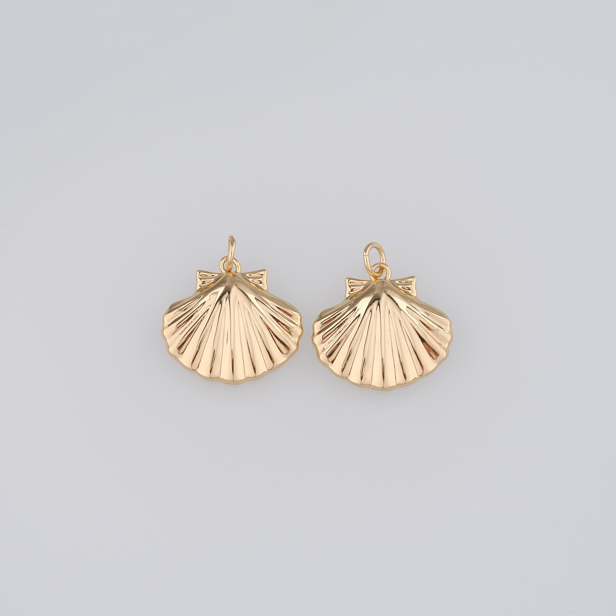 18K Gold Filled Scallop Pendant,Ocean Scallop Charm Earrings Necklace for DIY Jewelry Making Supply