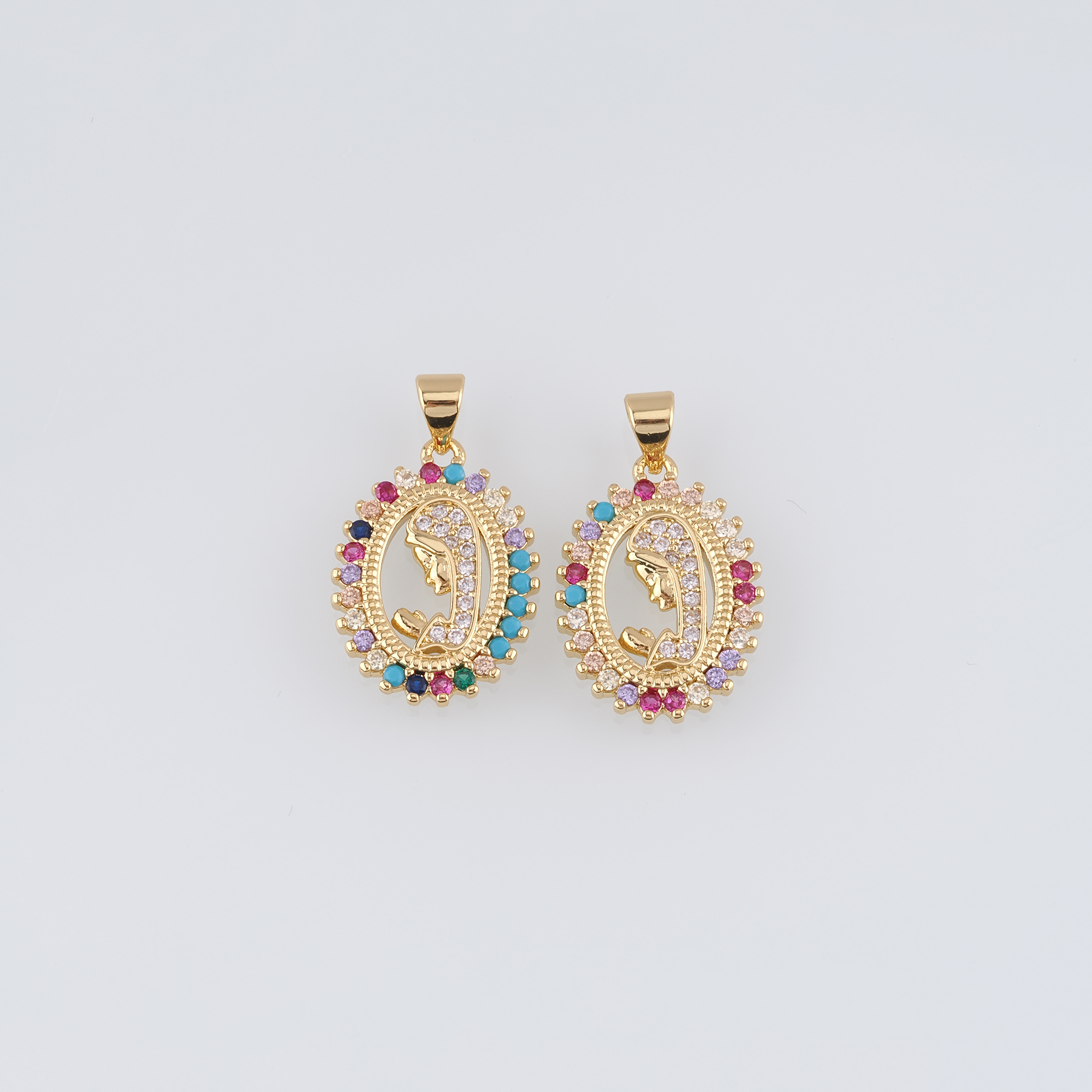 18K Gold Filled Virgin Mary Pendant,Dainty Virgin Mary Charm Earrings Necklace for DIY Jewelry Making Supply