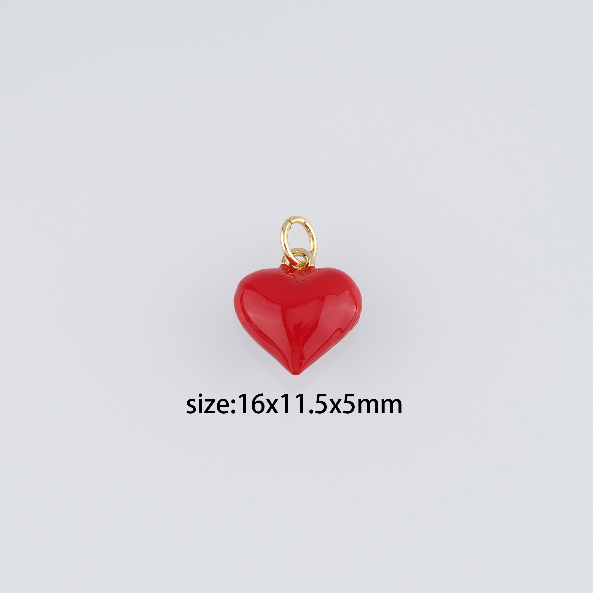 18K Gold Filled Heart Pendant,Enamel Heart Charm Earrings Necklace for DIY Jewelry Making Supply
