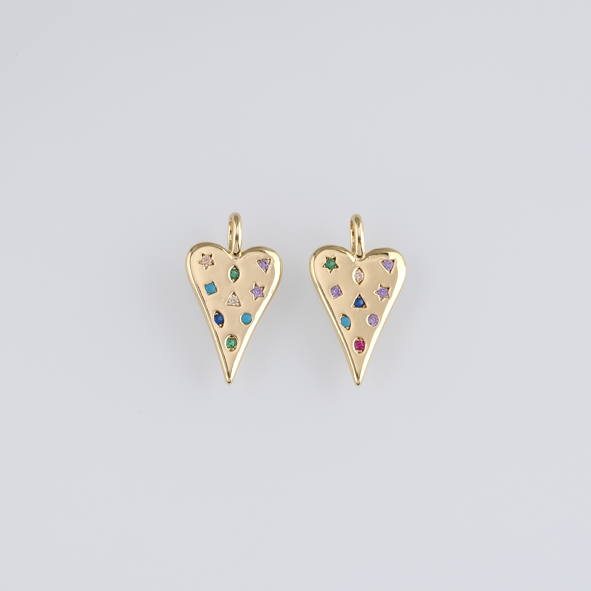 18K Gold Filled Heart Pendant,CZ Micro Pave Heart Charm Earrings Necklace for DIY Jewelry Making Supply