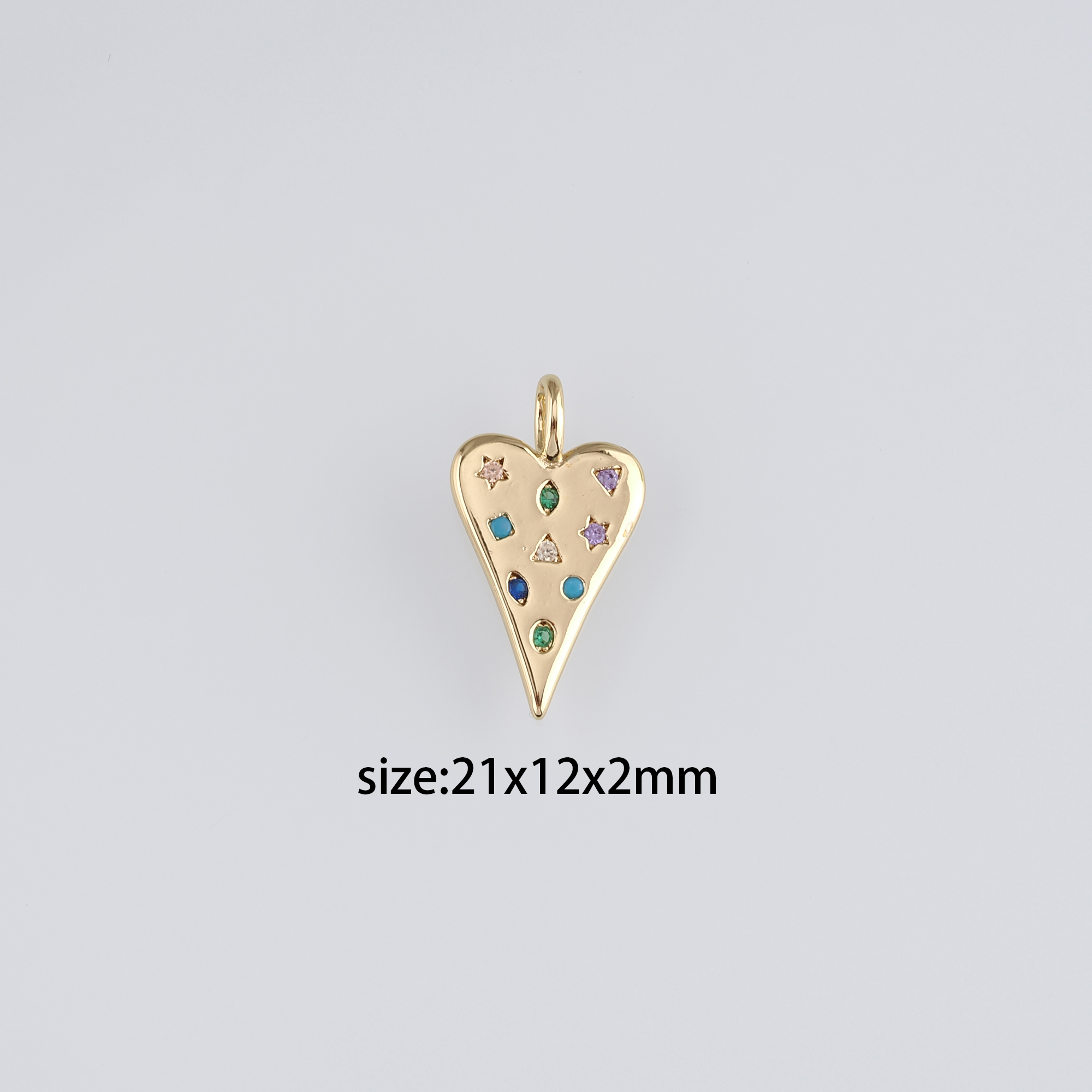 18K Gold Filled Heart Pendant,CZ Micro Pave Heart Charm Earrings Necklace for DIY Jewelry Making Supply