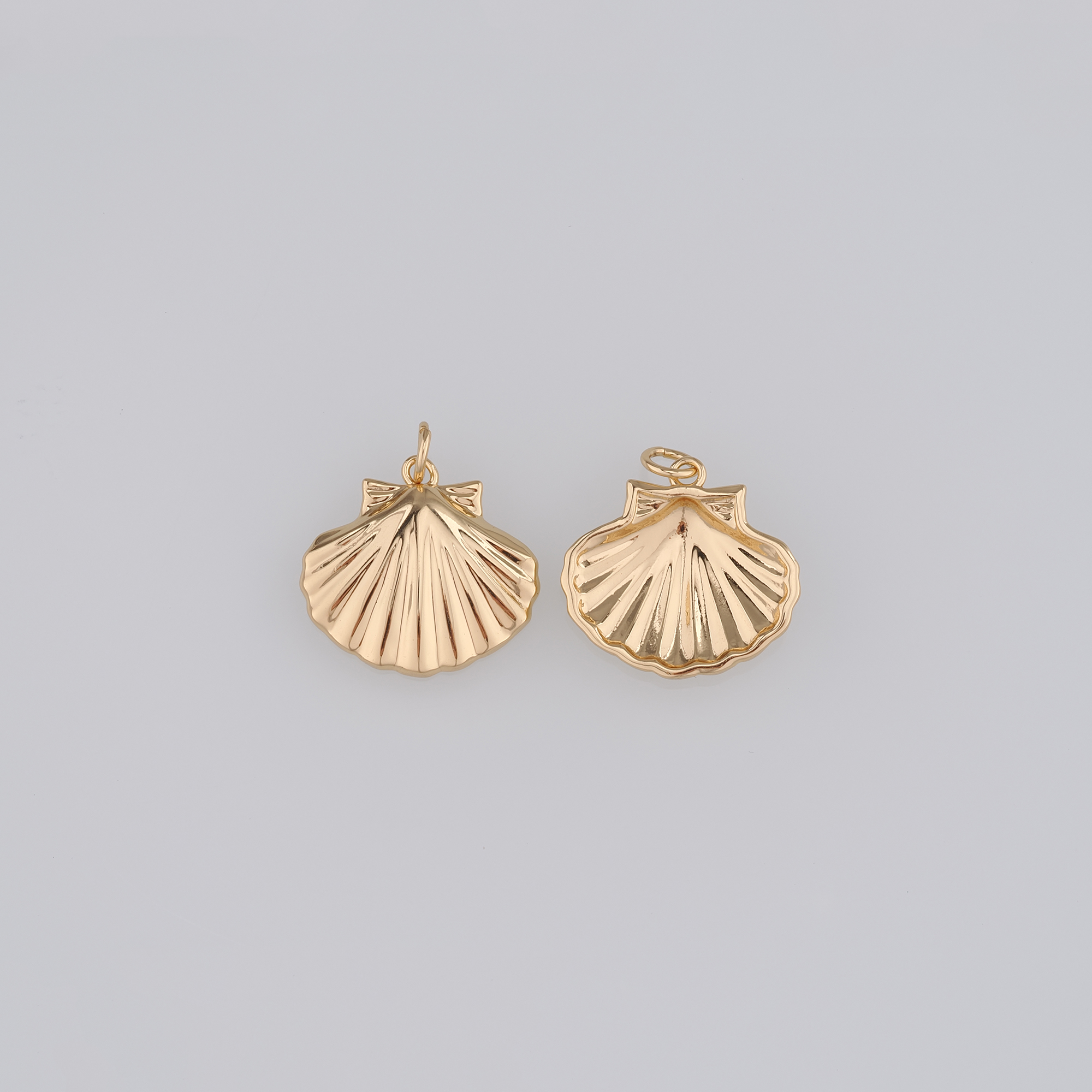 18K Gold Filled Scallop Pendant,Ocean Scallop Charm Earrings Necklace for DIY Jewelry Making Supply