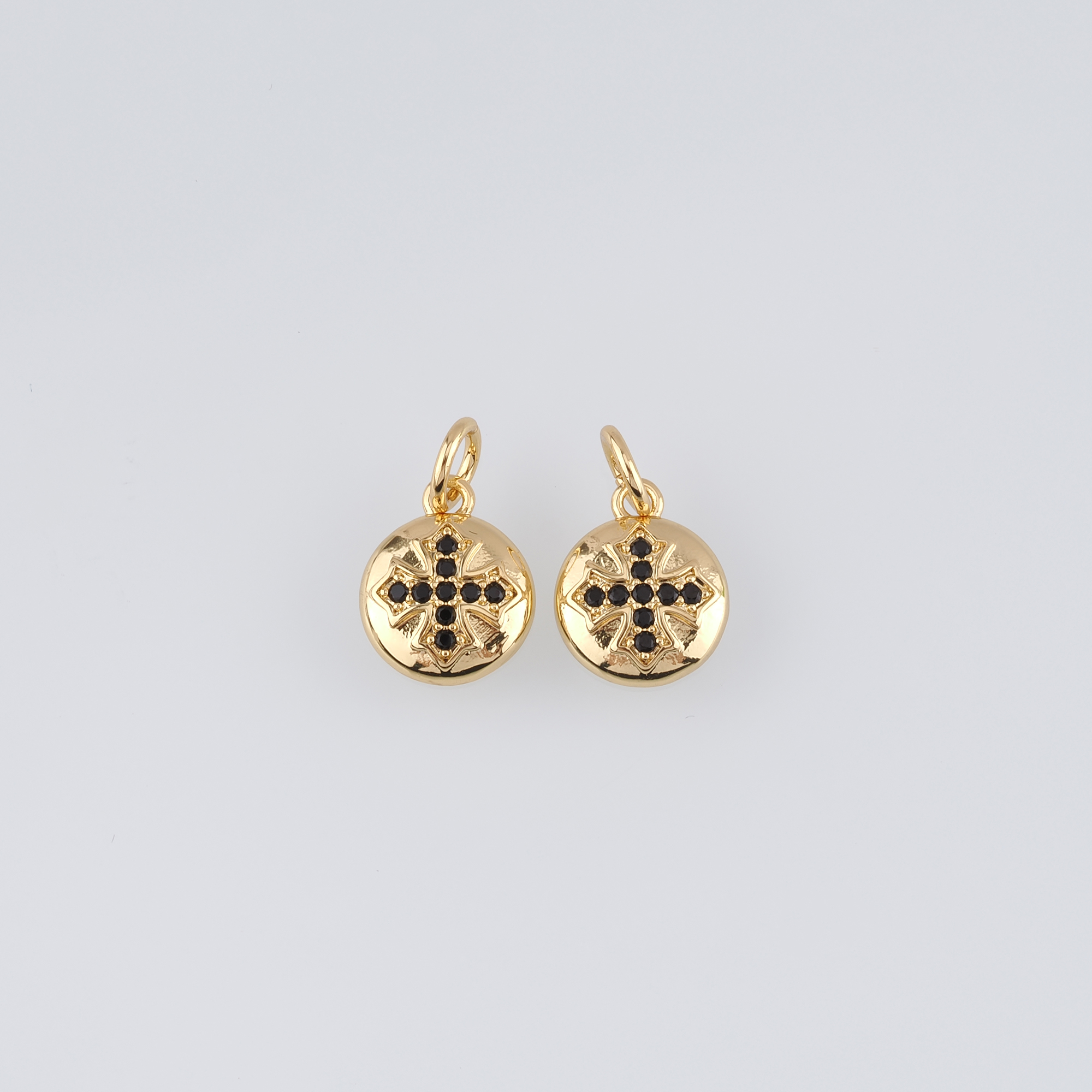 18K Gold Filled Cross Pendant,CZ Micro Pave Religious Charm Earrings Necklace for DIY Jewelry Making Supply