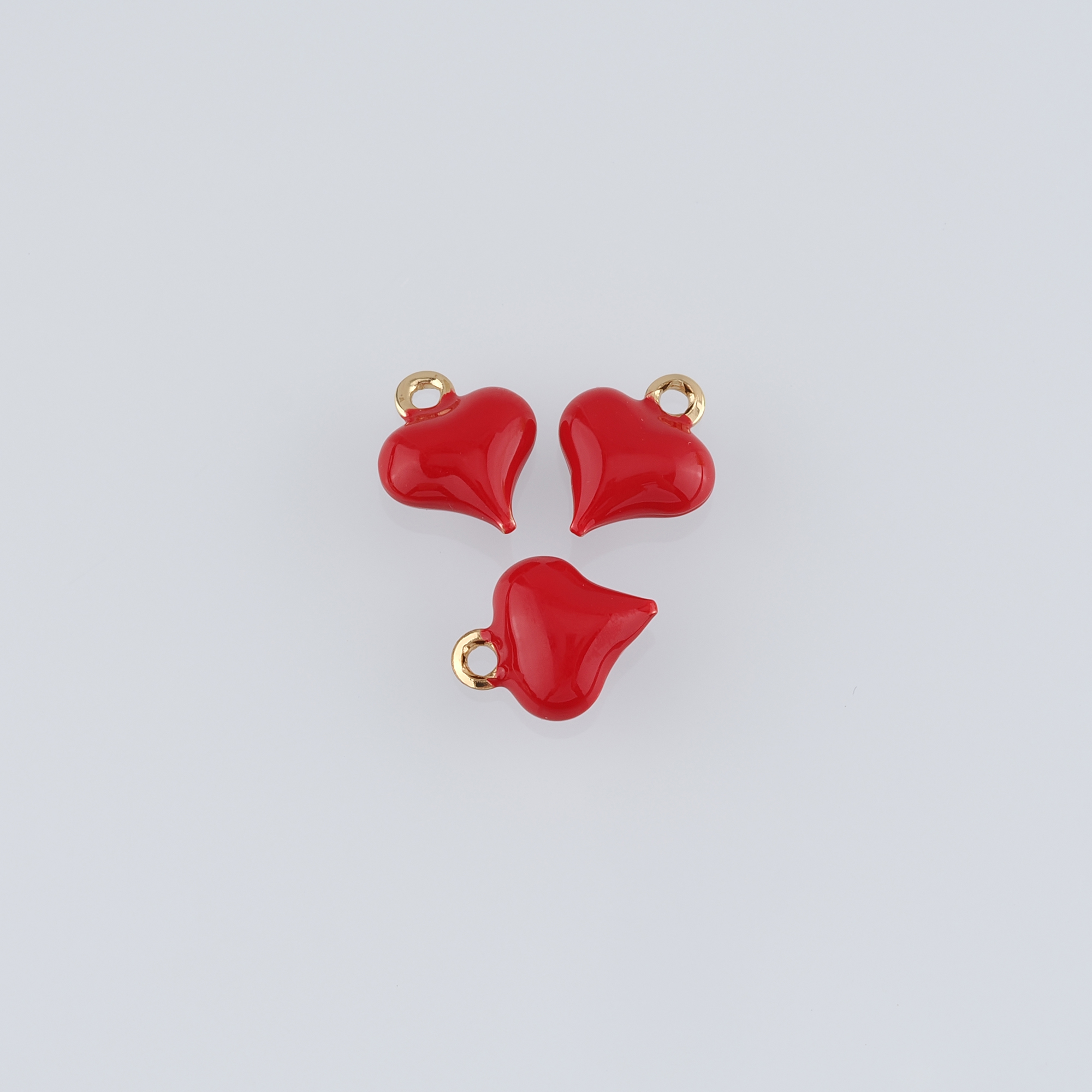 18K Gold Filled Heart Pendant,Enamel Heart Charm Earrings Necklace for DIY Jewelry Making Supply