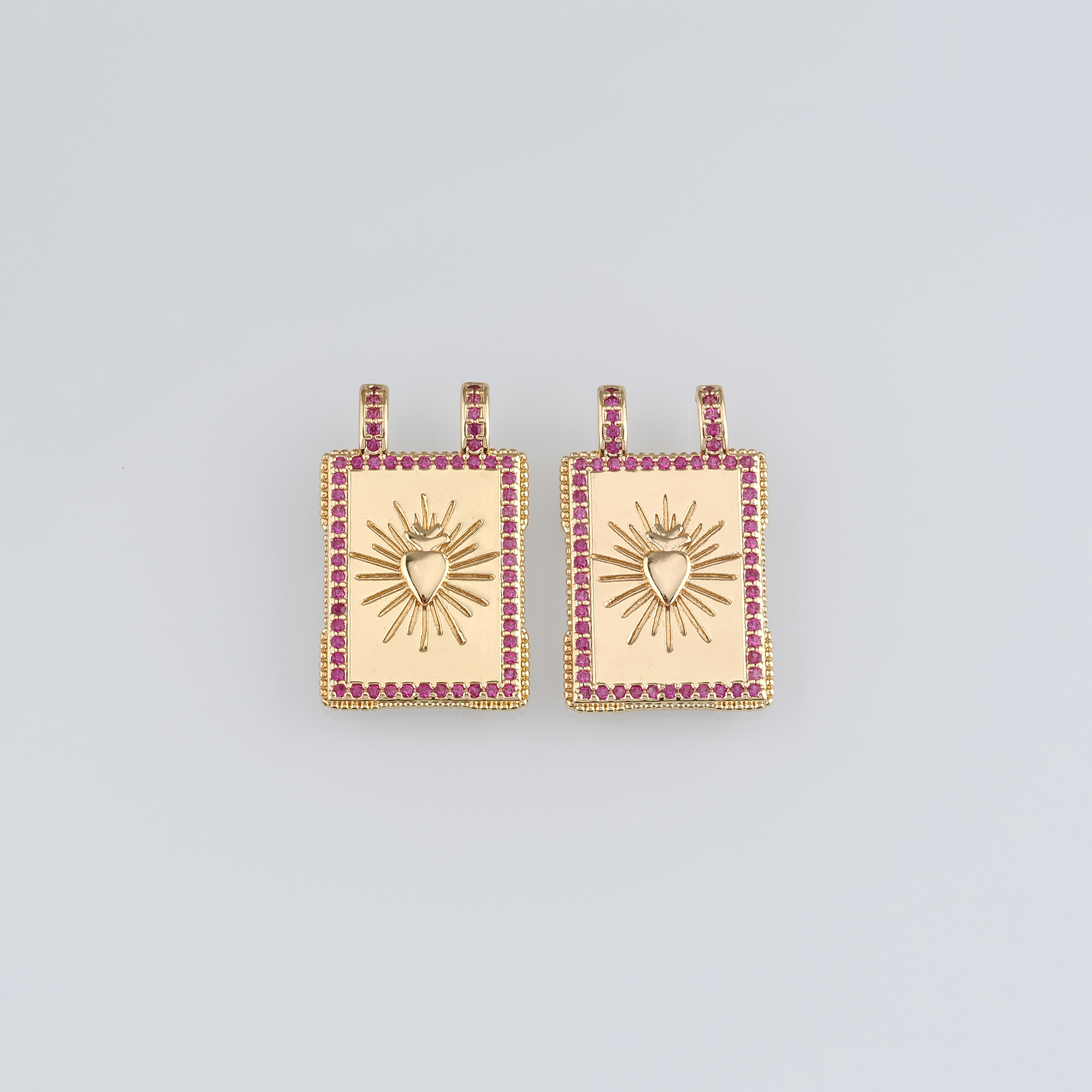 18K Gold Filled Sacred Heart Pendant,Dainty Sacred Heart Charm Earrings Necklace for DIY Jewelry Making Supply