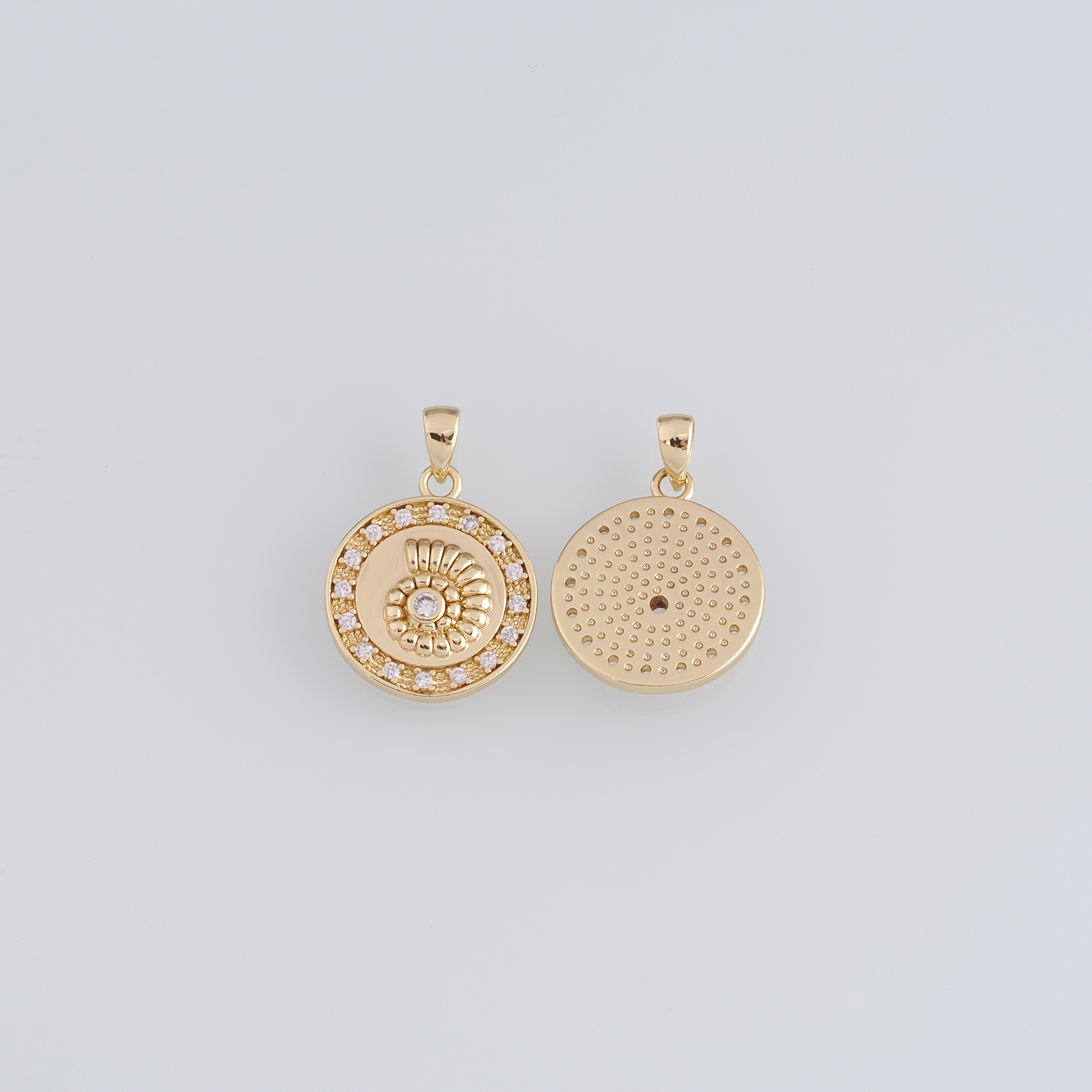 18K Gold Filled Conch Shell Pendant,CZ  Micro Pave Ocean Shell Charm Earrings Necklace for DIY Jewelry Making Supply
