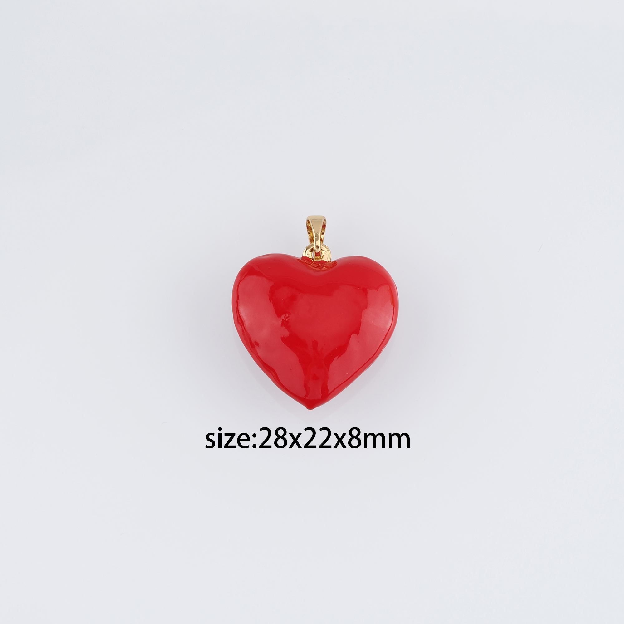18K Gold Filled Heart Pendant,Enamel Heart Charm Earrings Necklace for DIY Jewelry Making Supply