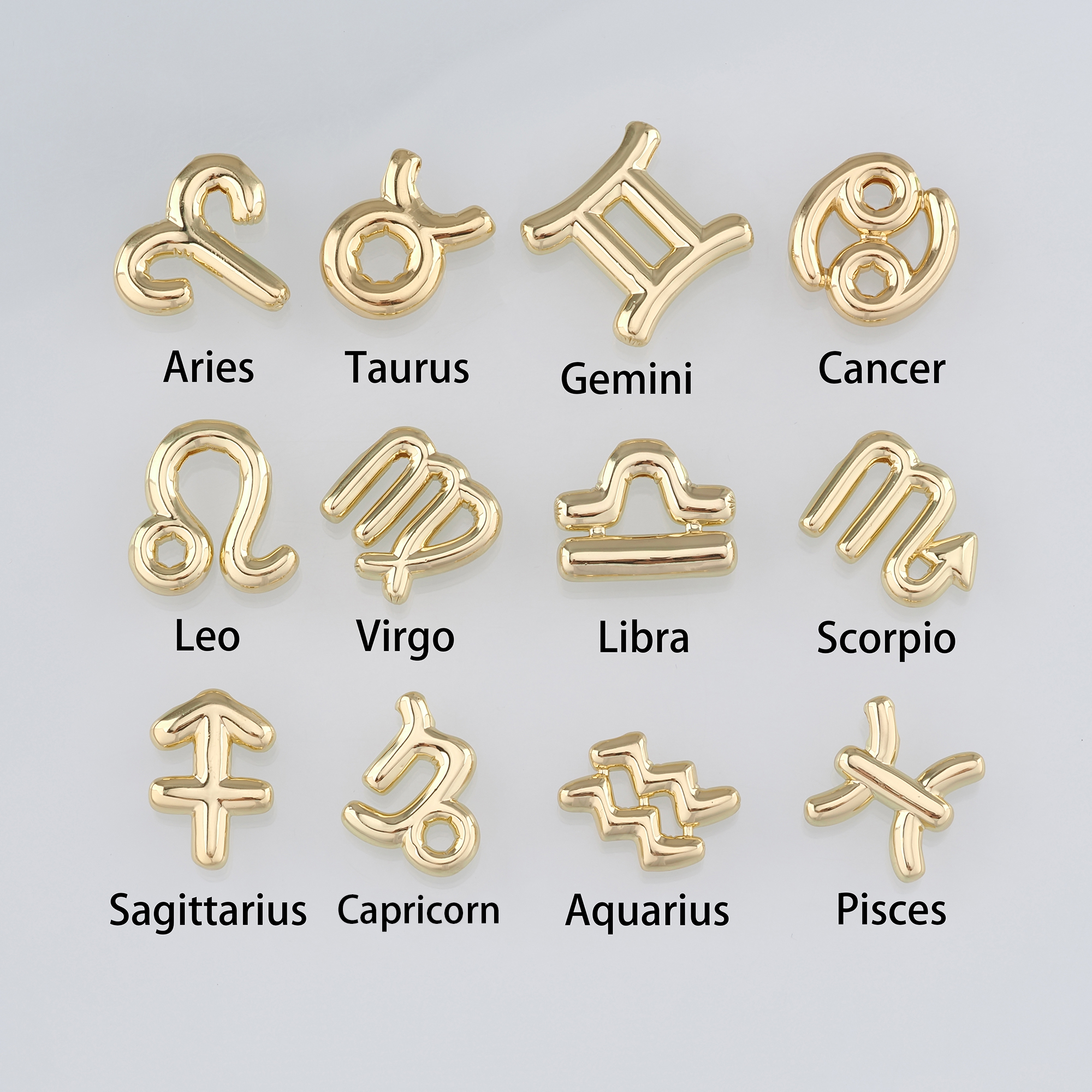 18K Gold Filled Zodiac Pendant,Constellation Charm Earrings Necklace for DIY Jewelry Making Supply
