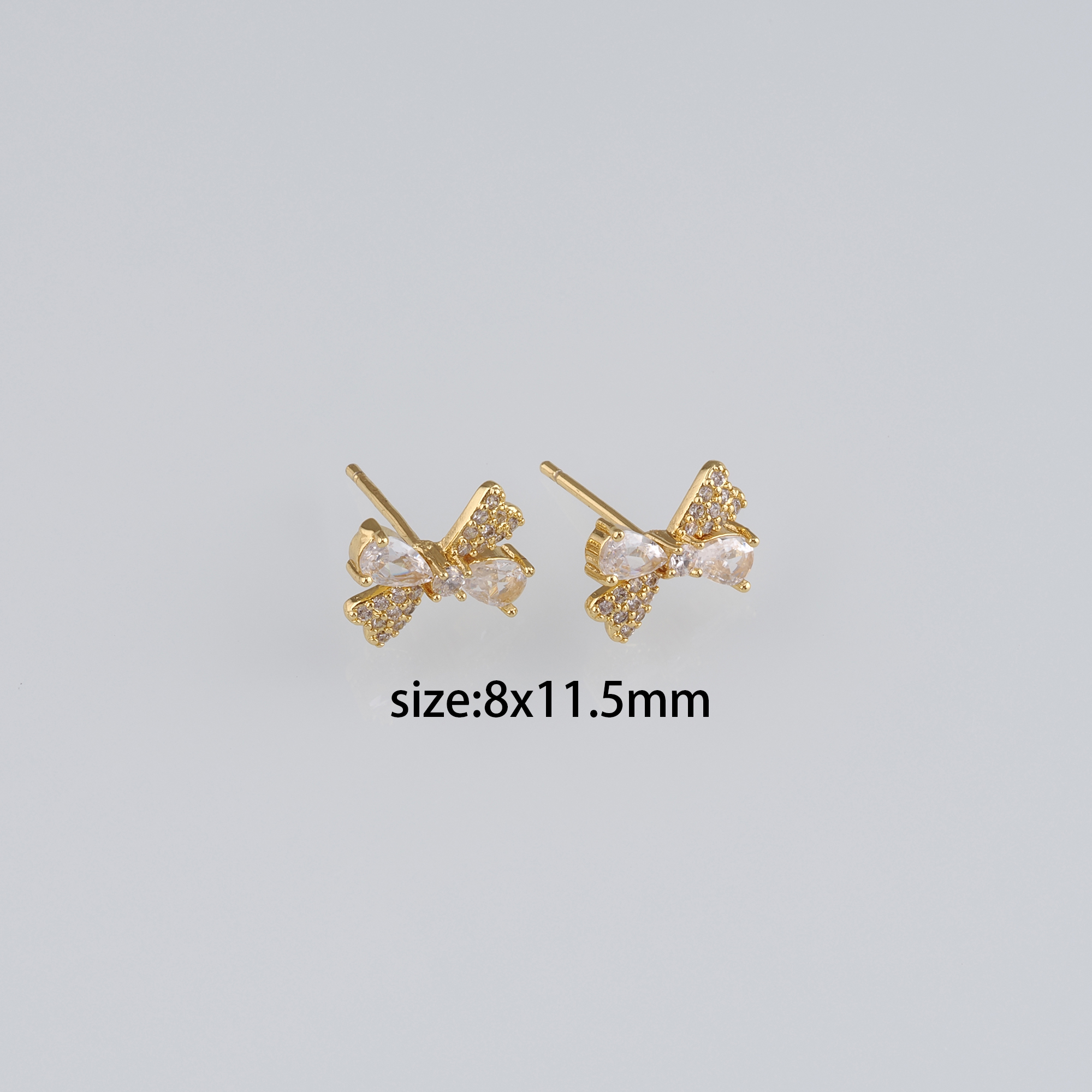 18K Gold Filled Bow Stud Earrings,CZ Micro Pave Bow Earrings,Dainty Earrings,Minimalist Earring,Gift for Wife
