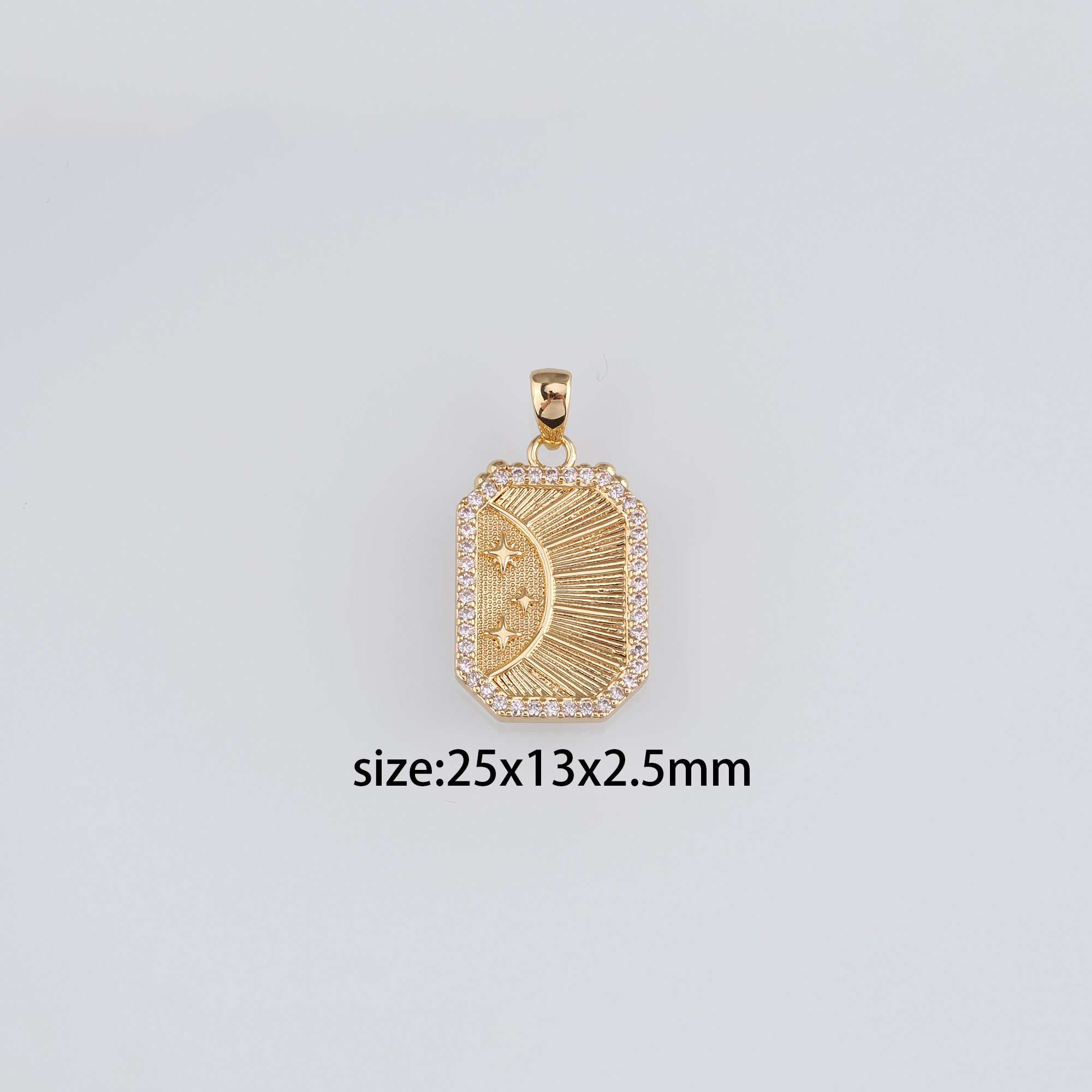 18K Gold Filled Rectangle Pendant,CZ Micro Pave Rectangle Charm Earrings Necklace for DIY Jewelry Making Supply