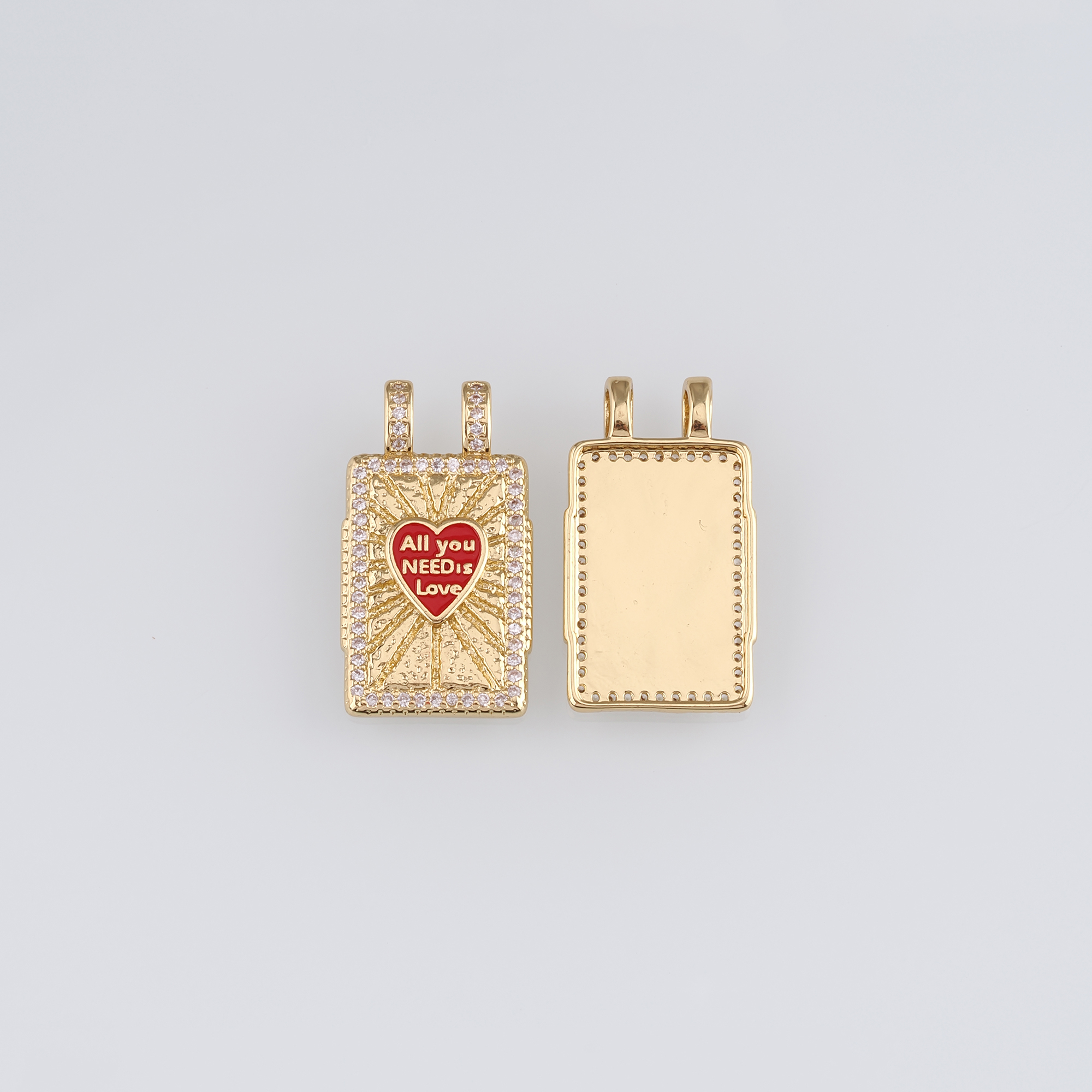 18K Gold Filled Heart Pendant,Enamel Heart Charm Earrings Necklace for DIY Jewelry Making Supply