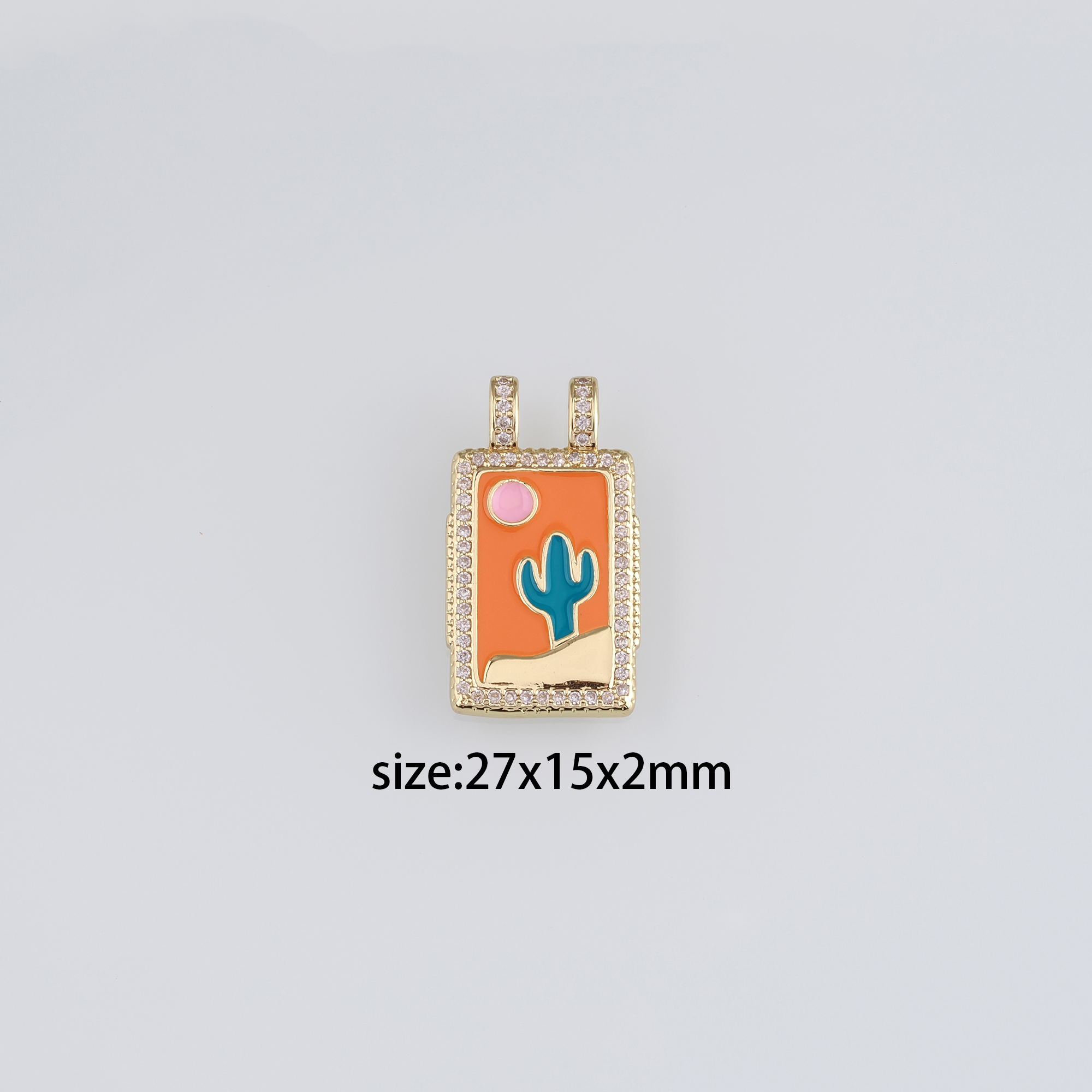 18K Gold Filled Cactus Pendant,Enamel Cactus Charm Earrings Necklace for DIY Jewelry Making Supply