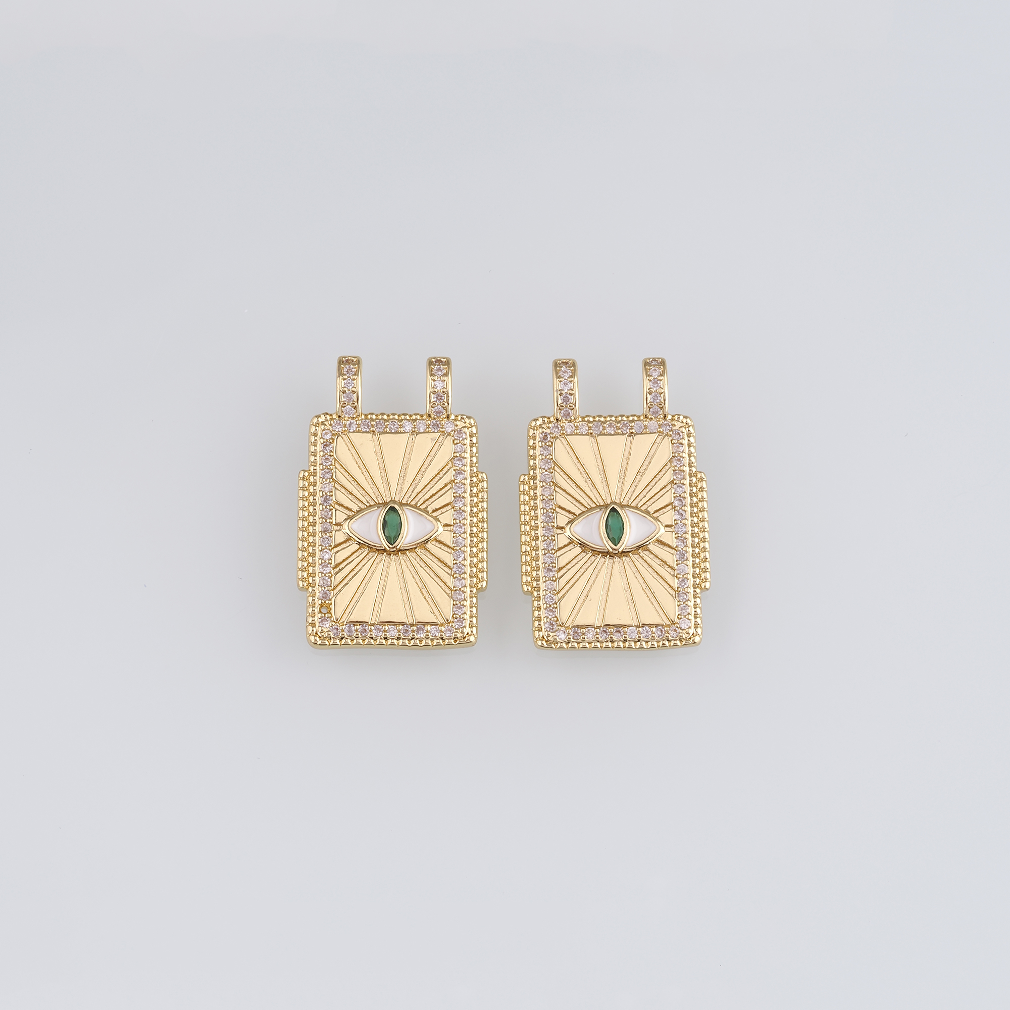 18K Gold Filled Evil Eye Pendant,CZ Micro Pave Evil Eye Charm Earrings Necklace for DIY Jewelry Making Supply