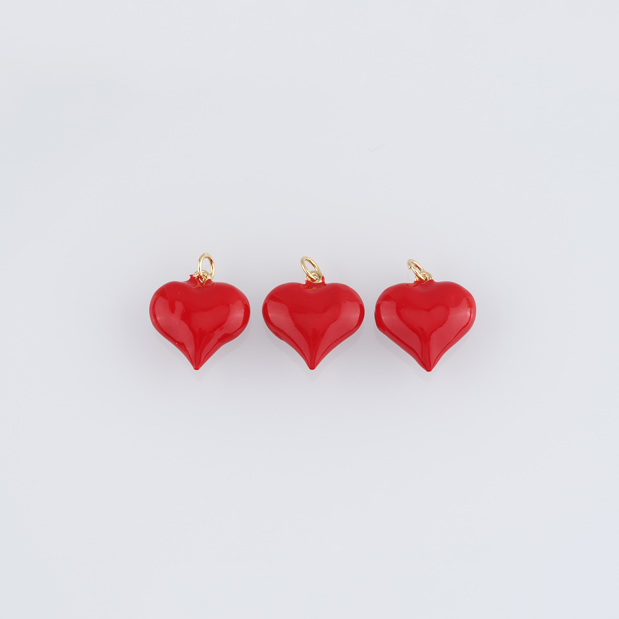 18K Gold Filled Heart Pendant,Enamel Heart Charm Earrings Necklace for DIY Jewelry Making Supply