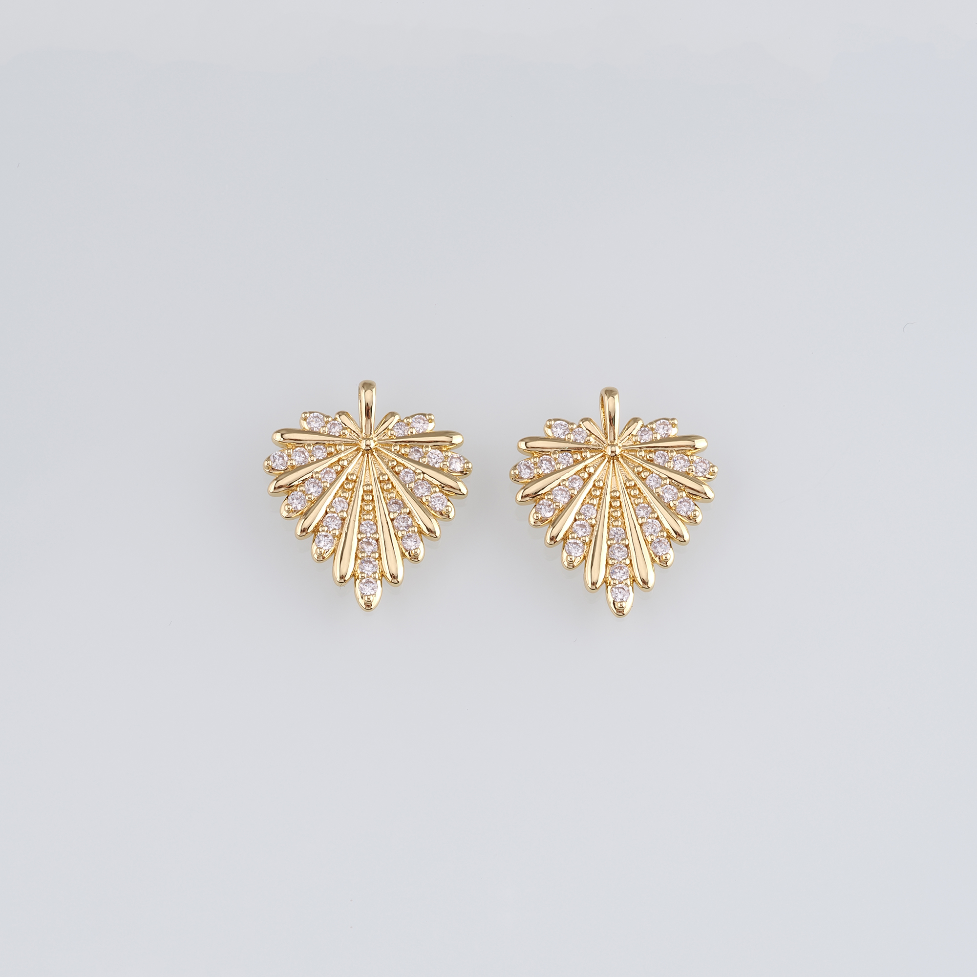 18K Gold Filled Heart Pendant,CZ Micro Pave Heart Charm Earrings Necklace for DIY Jewelry Making Supply