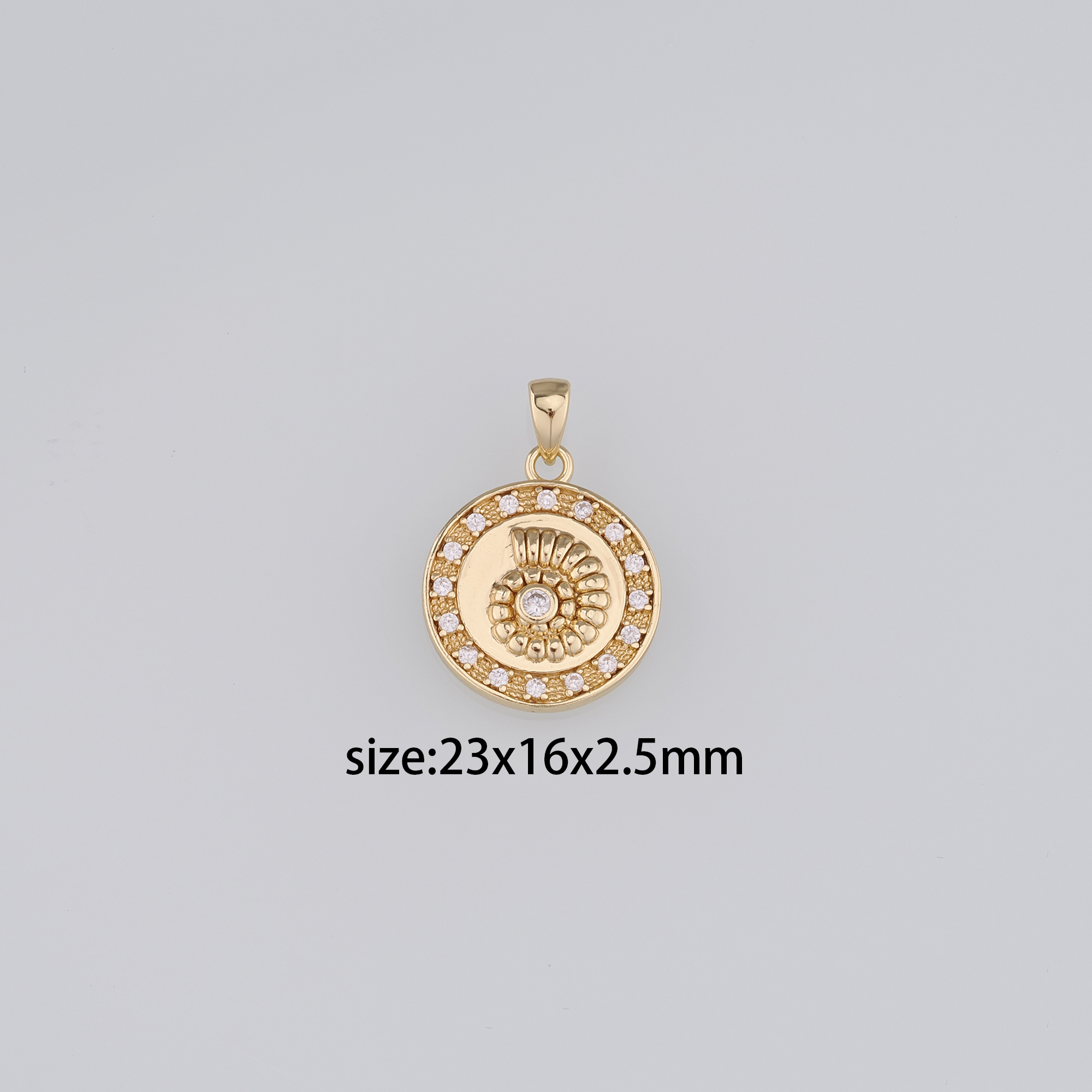 18K Gold Filled Conch Shell Pendant,CZ  Micro Pave Ocean Shell Charm Earrings Necklace for DIY Jewelry Making Supply