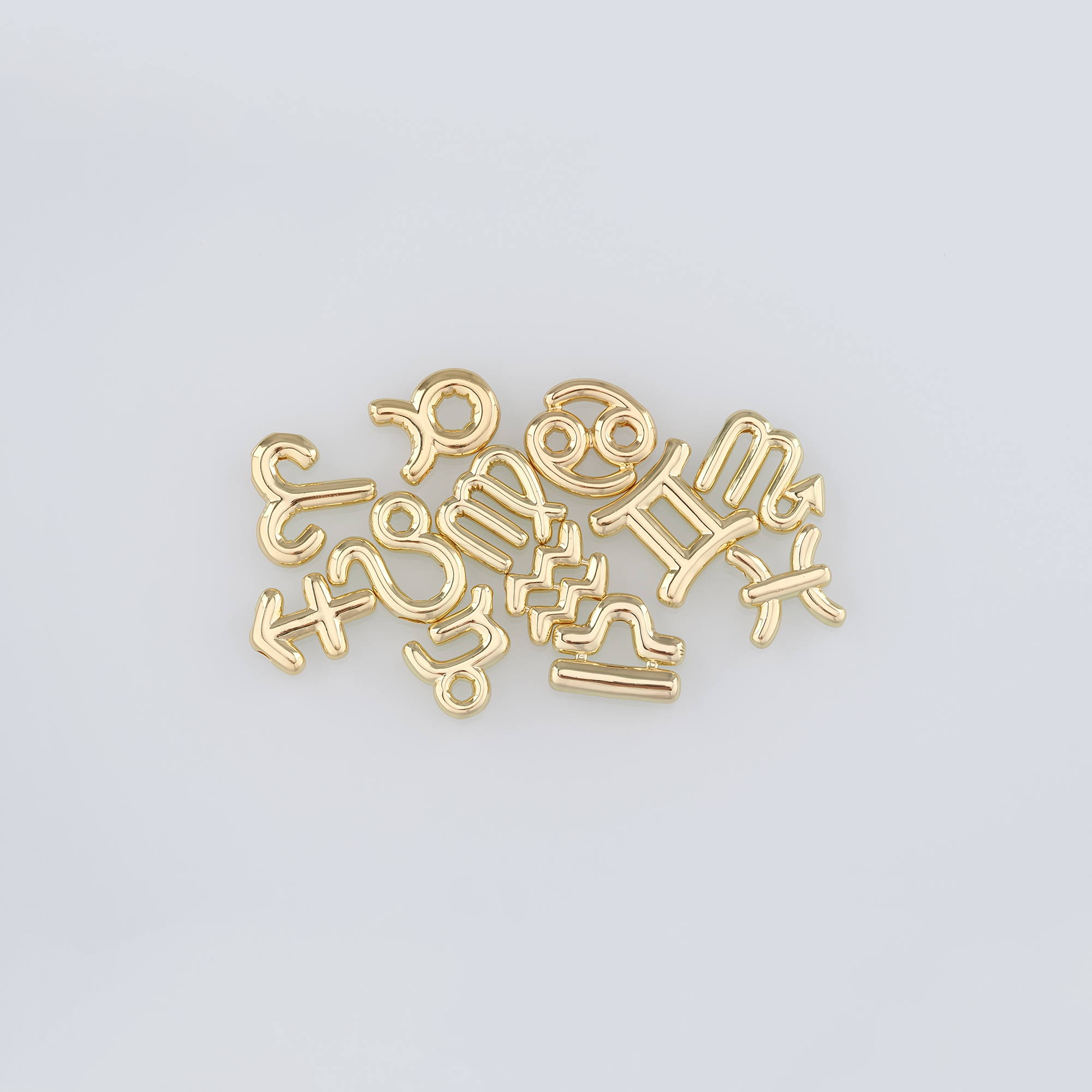 18K Gold Filled Zodiac Pendant,Constellation Charm Earrings Necklace for DIY Jewelry Making Supply