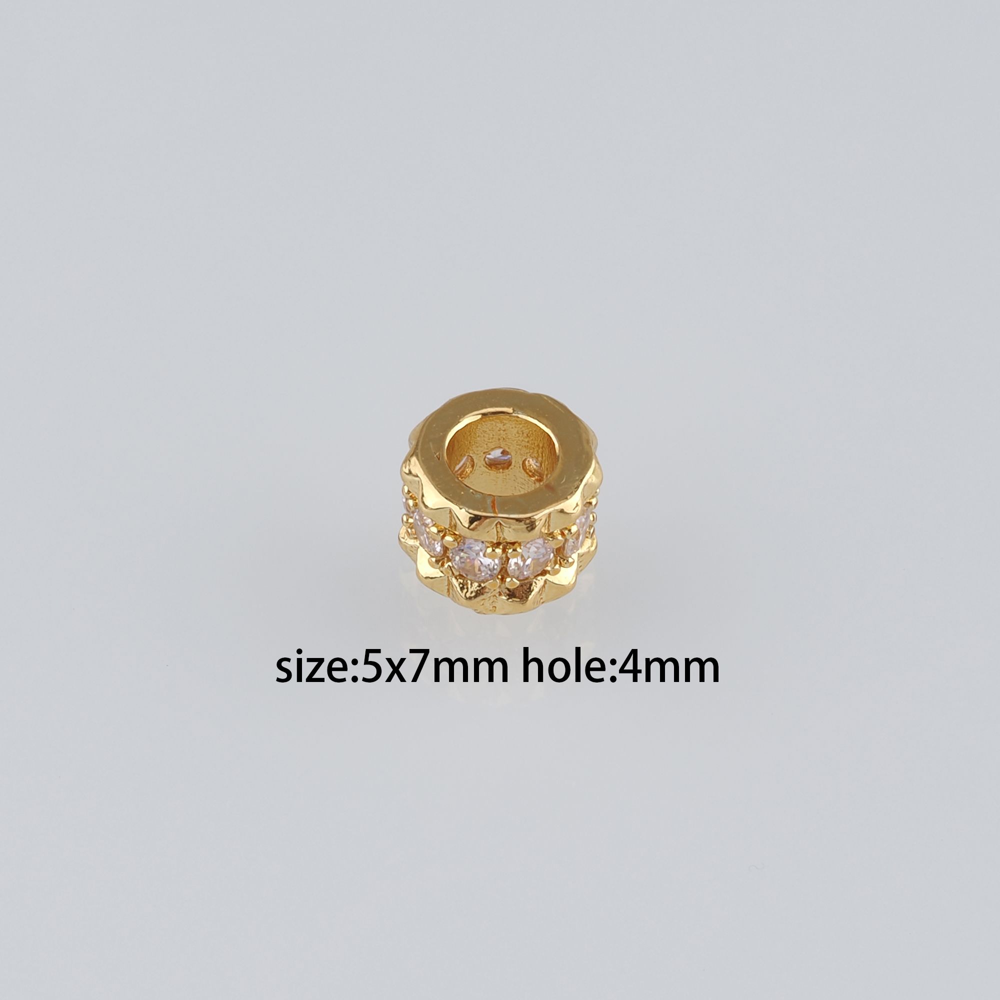 10pcs 18K Gold Filled Cylinder Spacer Beads,CZ Micro Pave Barrel Beads for Bracelet Jewelry Necklace Making Supply