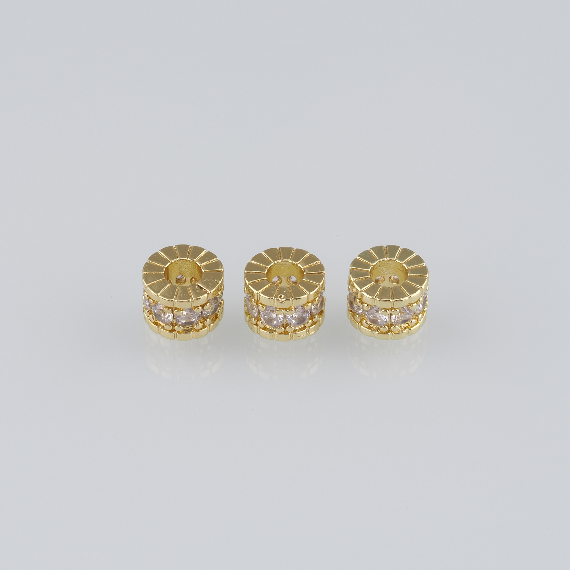 10pcs 18K Gold Filled Cylinder Spacer Beads,CZ Micro Pave Barrel Beads for Bracelet Jewelry Necklace Making Supply