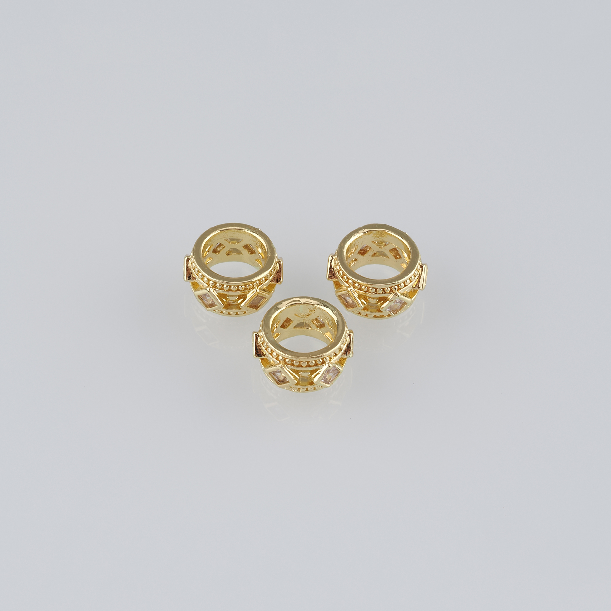 10Pcs 18K Gold Filled Barrel Spacer Beads,CZ Micro Pave Barrel Beads for Bracelet Jewelry Necklace Making Supply