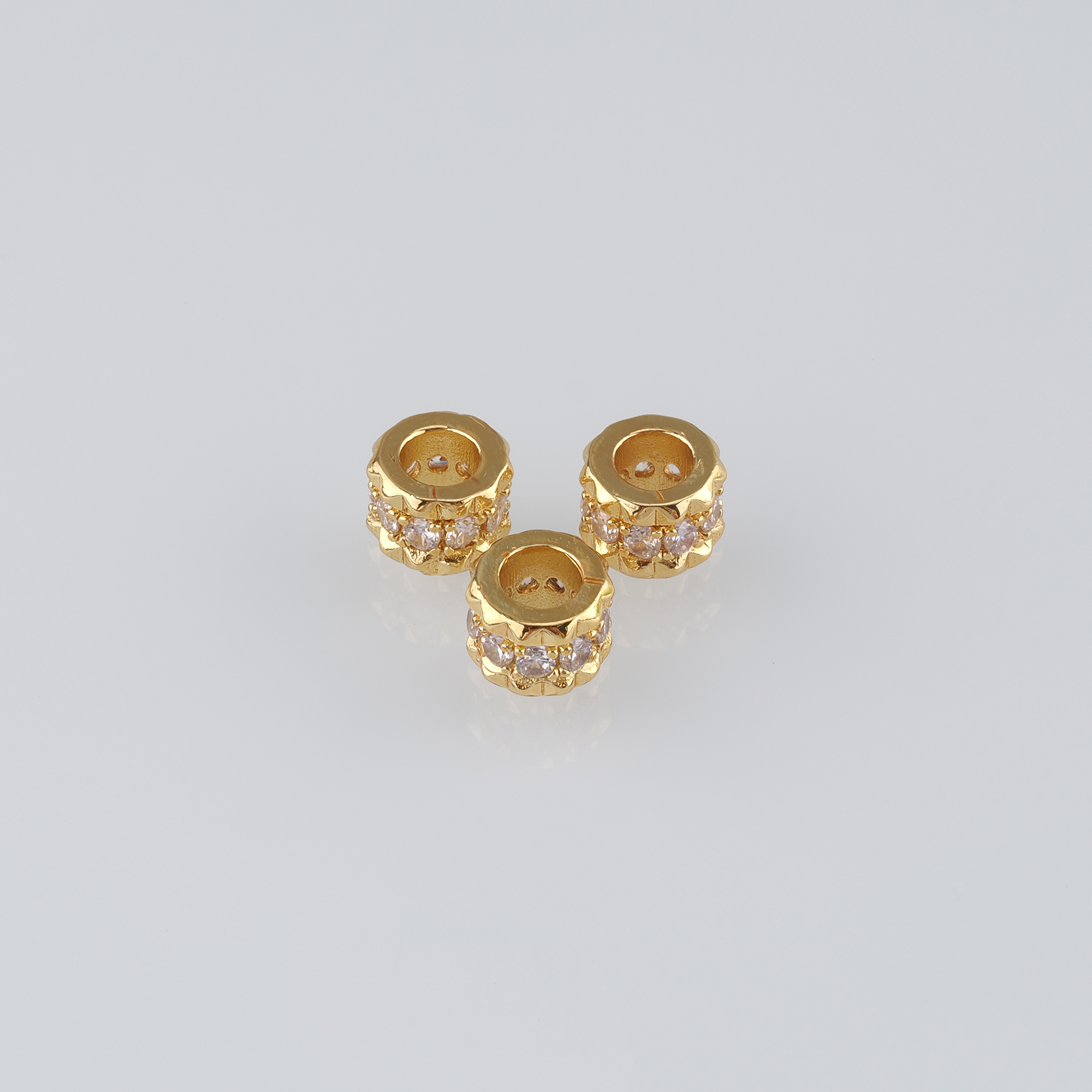 10pcs 18K Gold Filled Cylinder Spacer Beads,CZ Micro Pave Barrel Beads for Bracelet Jewelry Necklace Making Supply