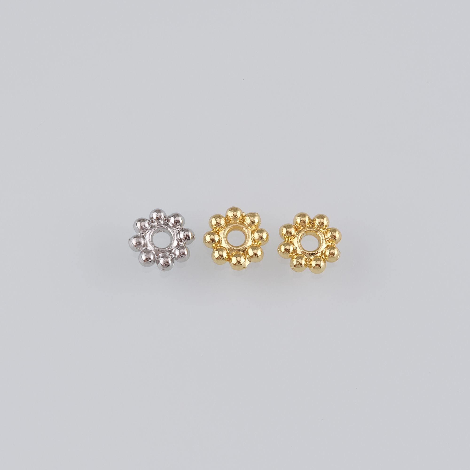 100Pcs 18K Gold Filled Round Flat Spacer Beads,Flower Beads,Dainty Round Spacer Beads,DIY Jewelry Making Supply