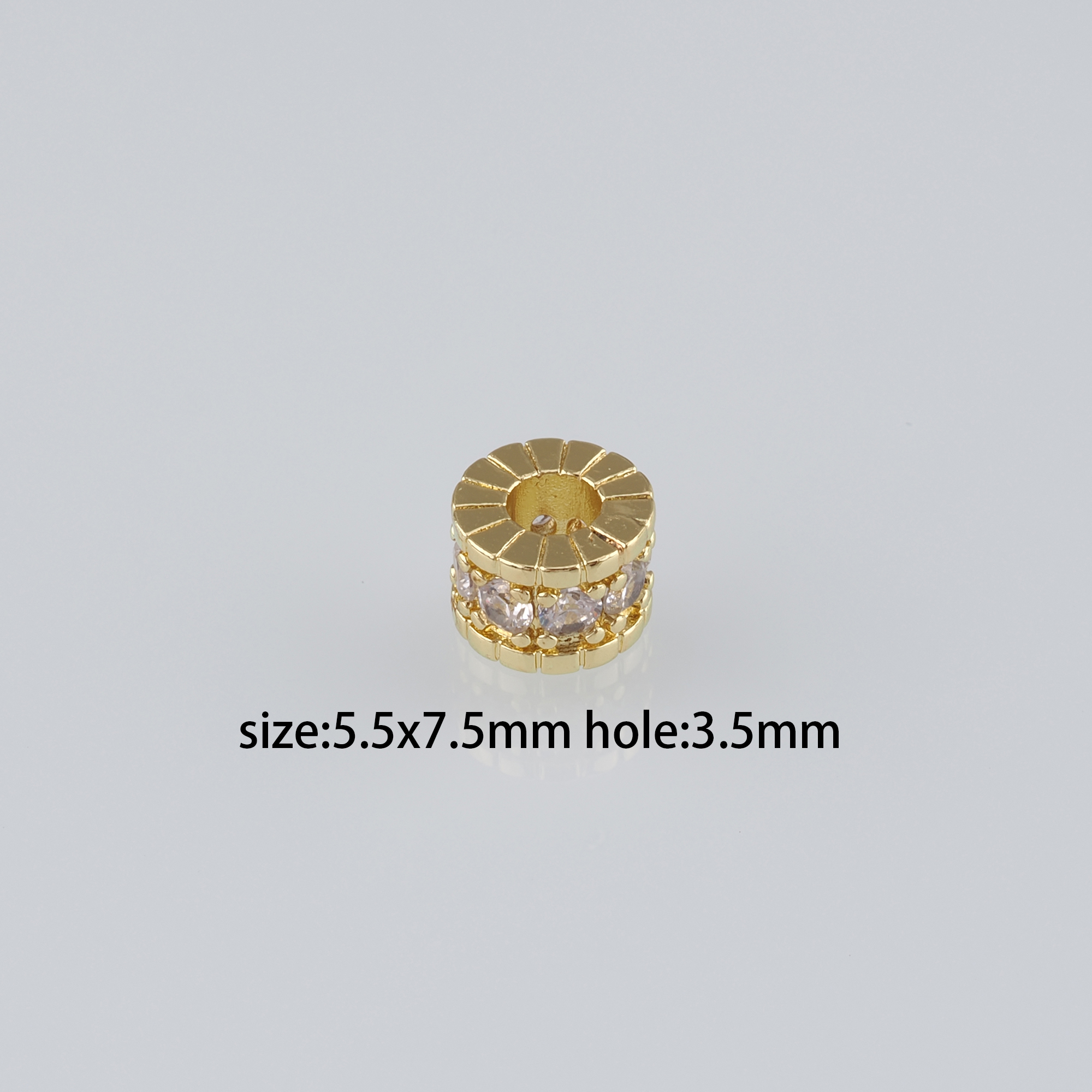 10pcs 18K Gold Filled Cylinder Spacer Beads,CZ Micro Pave Barrel Beads for Bracelet Jewelry Necklace Making Supply