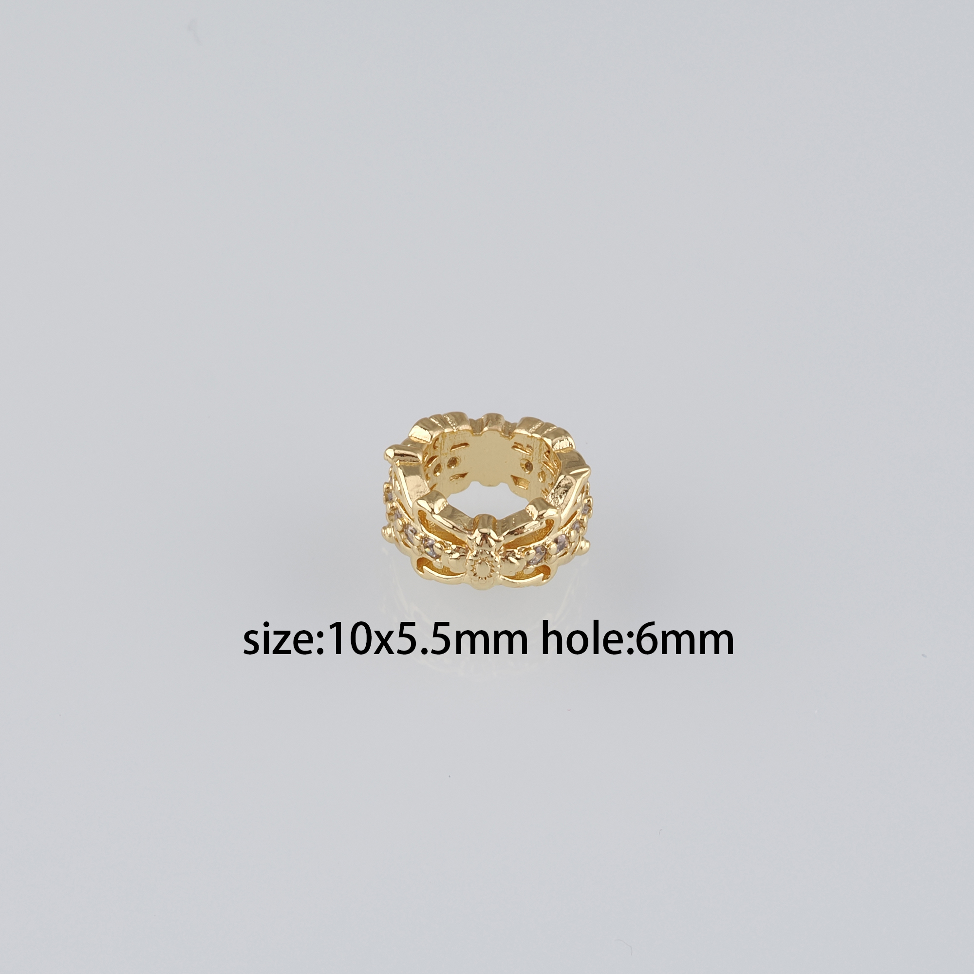 20Pcs 18K Gold Filled Round Flat Spacer Beads,CZ Micro Pave Round Spacer Beads,DIY Jewelry Making Supply