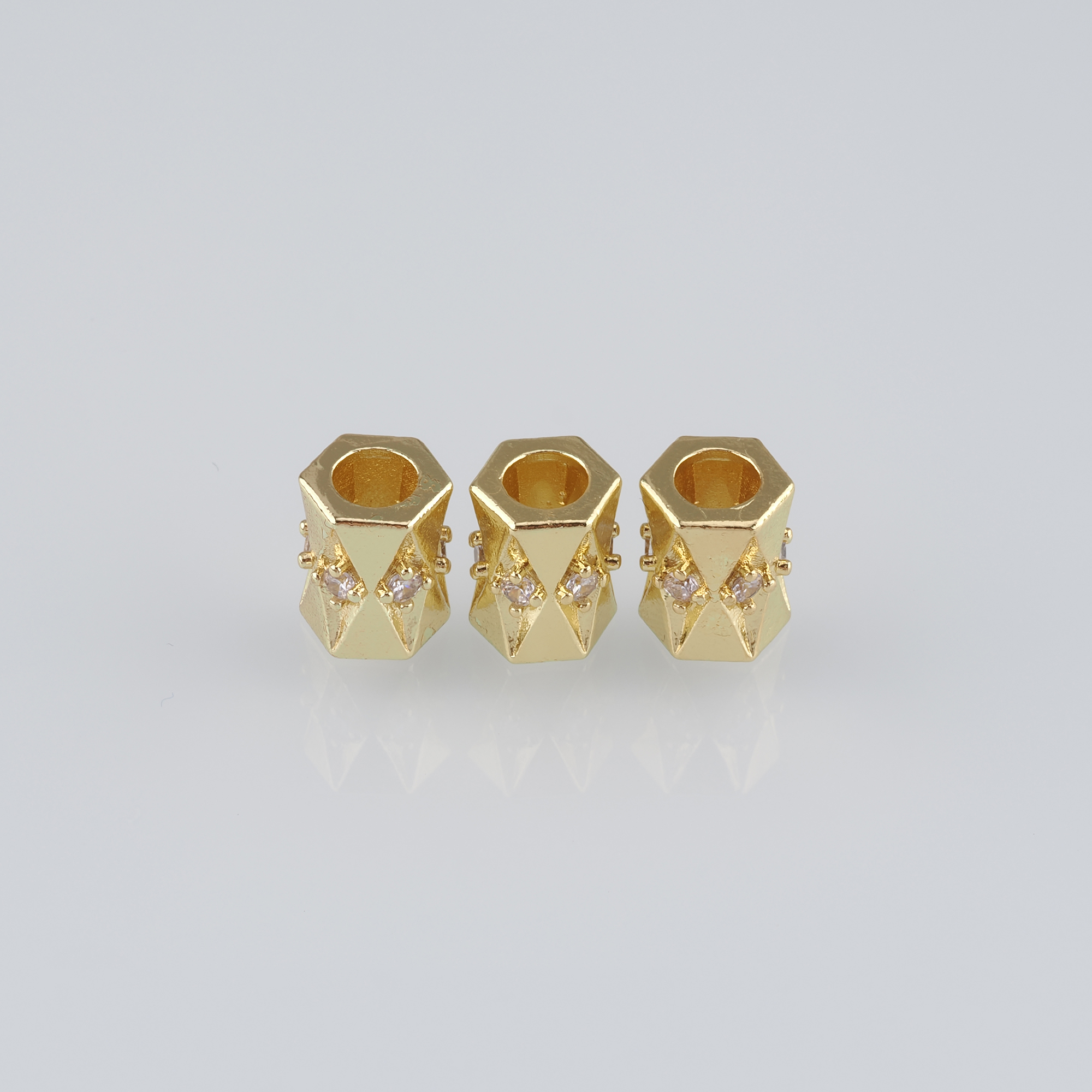 10pcs 18K Gold Filled Cylinder Spacer Beads,CZ Micro Pave Barrel Beads for Bracelet Jewelry Necklace Making Supply