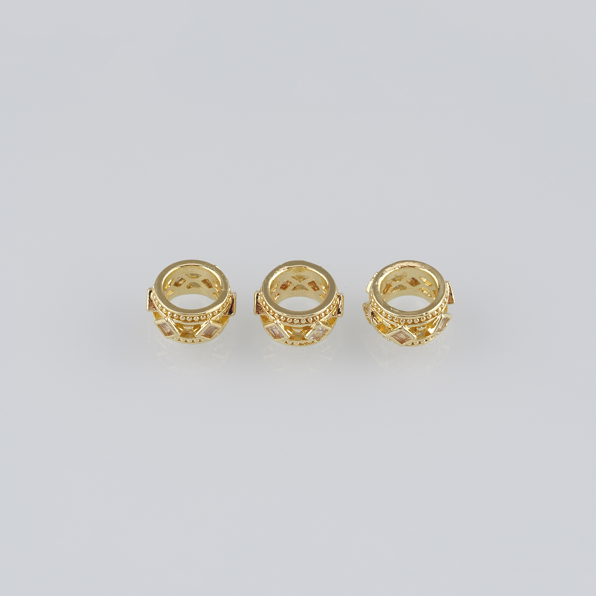 10Pcs 18K Gold Filled Barrel Spacer Beads,CZ Micro Pave Barrel Beads for Bracelet Jewelry Necklace Making Supply
