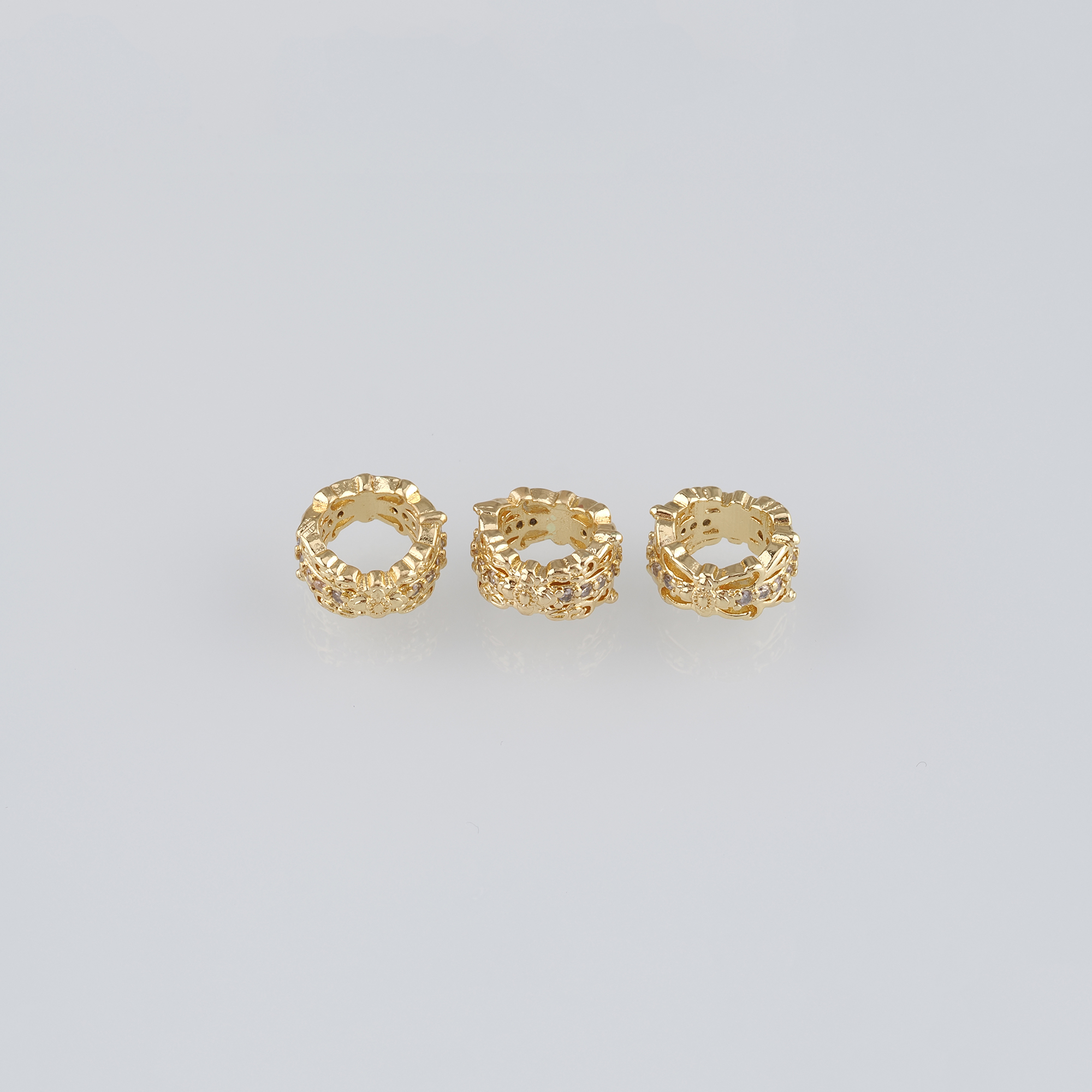 20Pcs 18K Gold Filled Round Flat Spacer Beads,CZ Micro Pave Round Spacer Beads,DIY Jewelry Making Supply