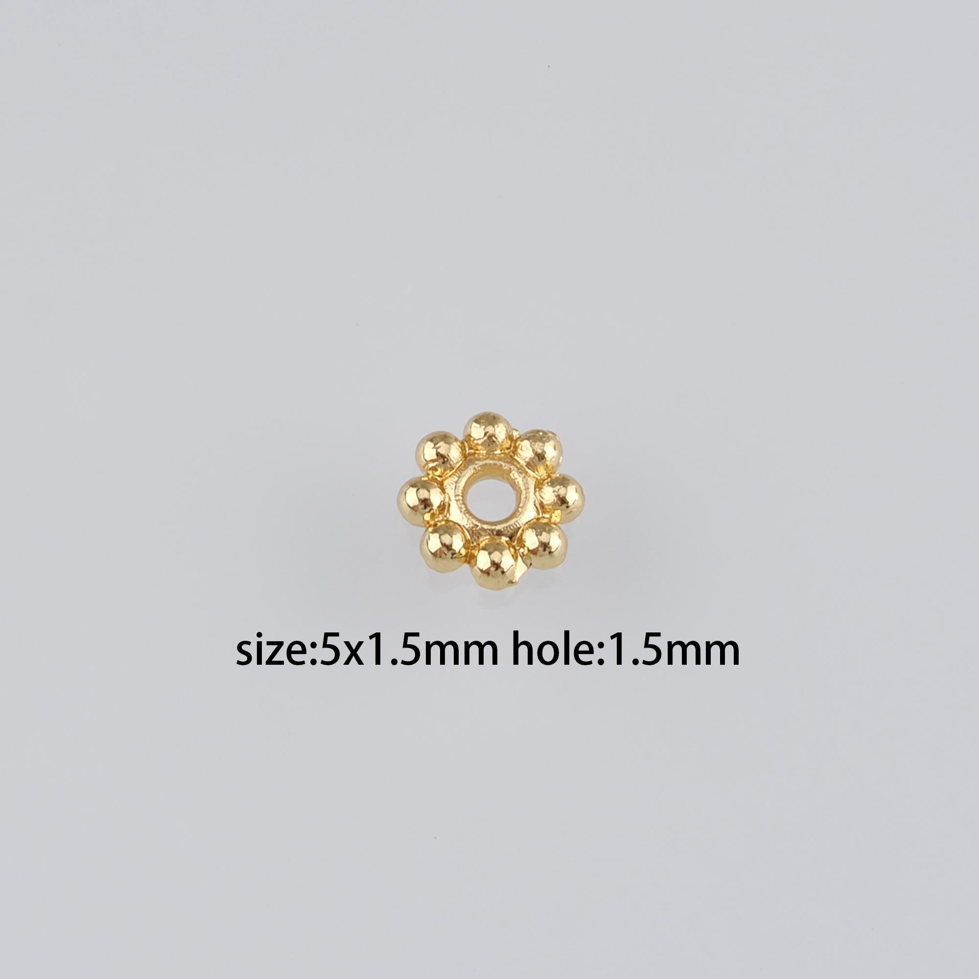 100Pcs 18K Gold Filled Round Flat Spacer Beads,Flower Beads,Dainty Round Spacer Beads,DIY Jewelry Making Supply