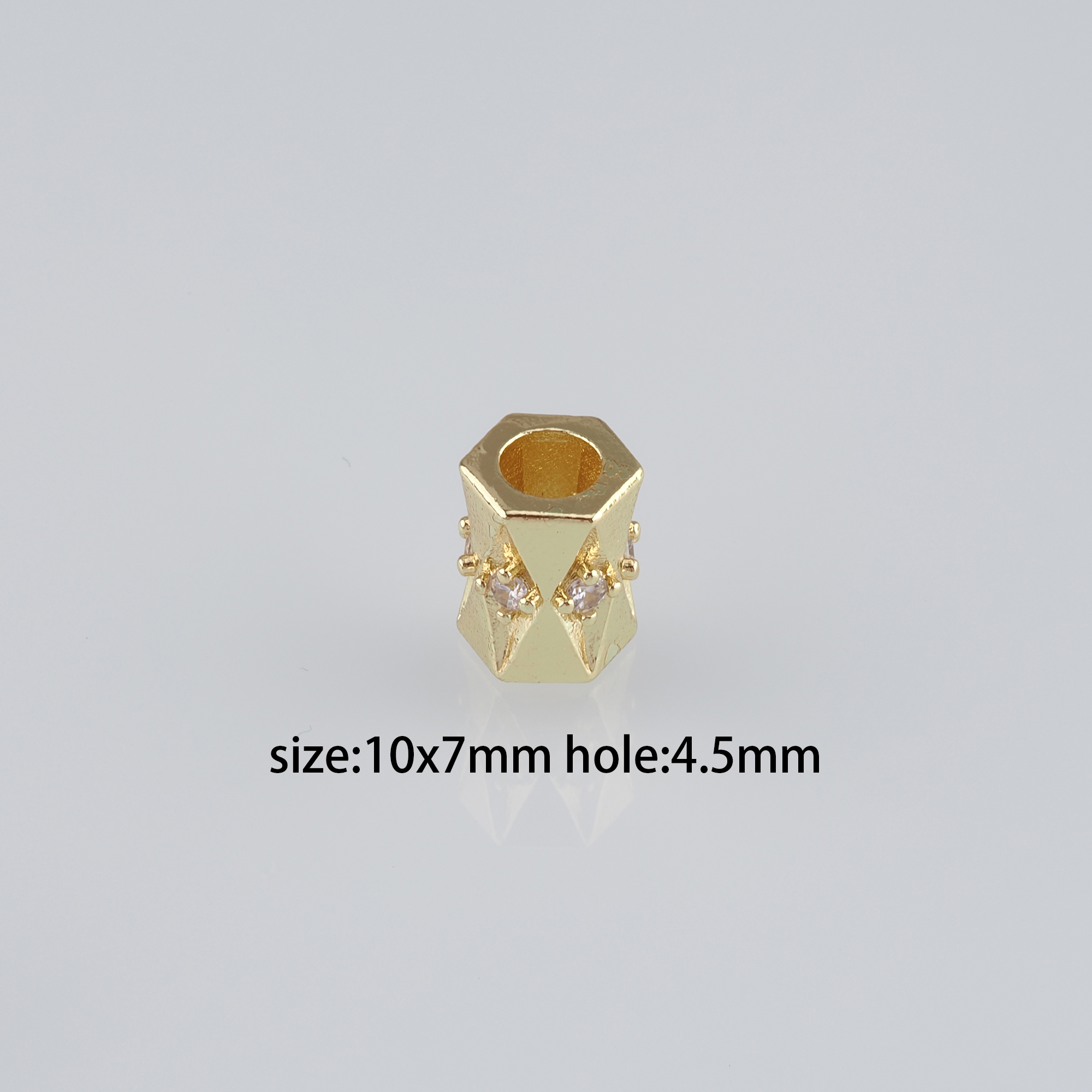 10pcs 18K Gold Filled Cylinder Spacer Beads,CZ Micro Pave Barrel Beads for Bracelet Jewelry Necklace Making Supply