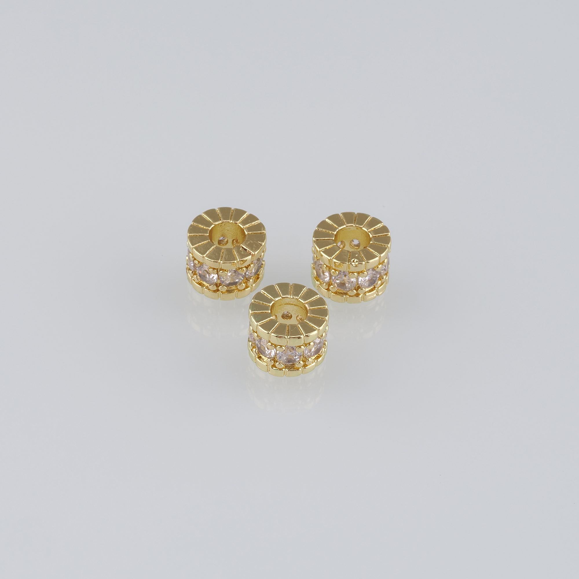 10pcs 18K Gold Filled Cylinder Spacer Beads,CZ Micro Pave Barrel Beads for Bracelet Jewelry Necklace Making Supply