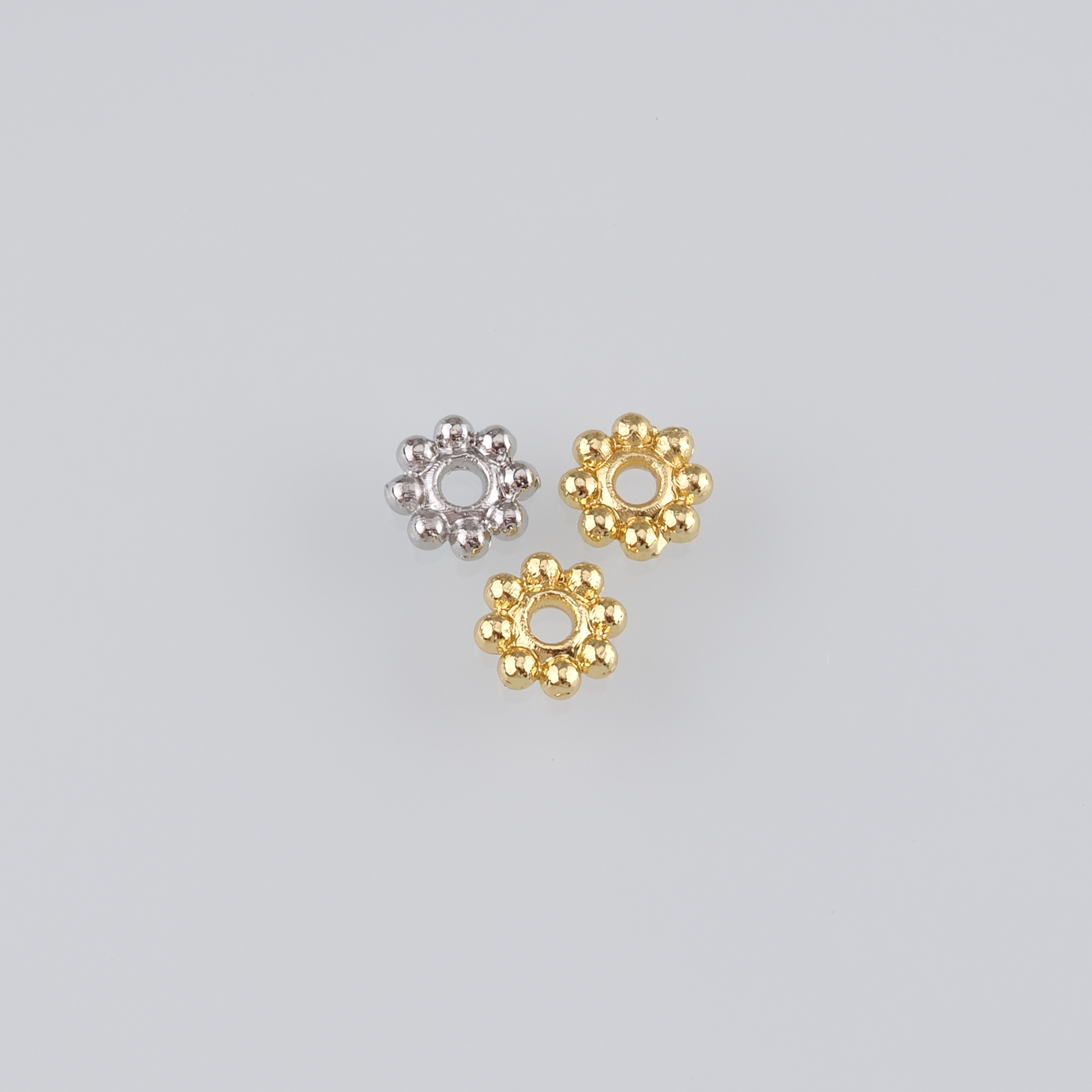 100Pcs 18K Gold Filled Round Flat Spacer Beads,Flower Beads,Dainty Round Spacer Beads,DIY Jewelry Making Supply